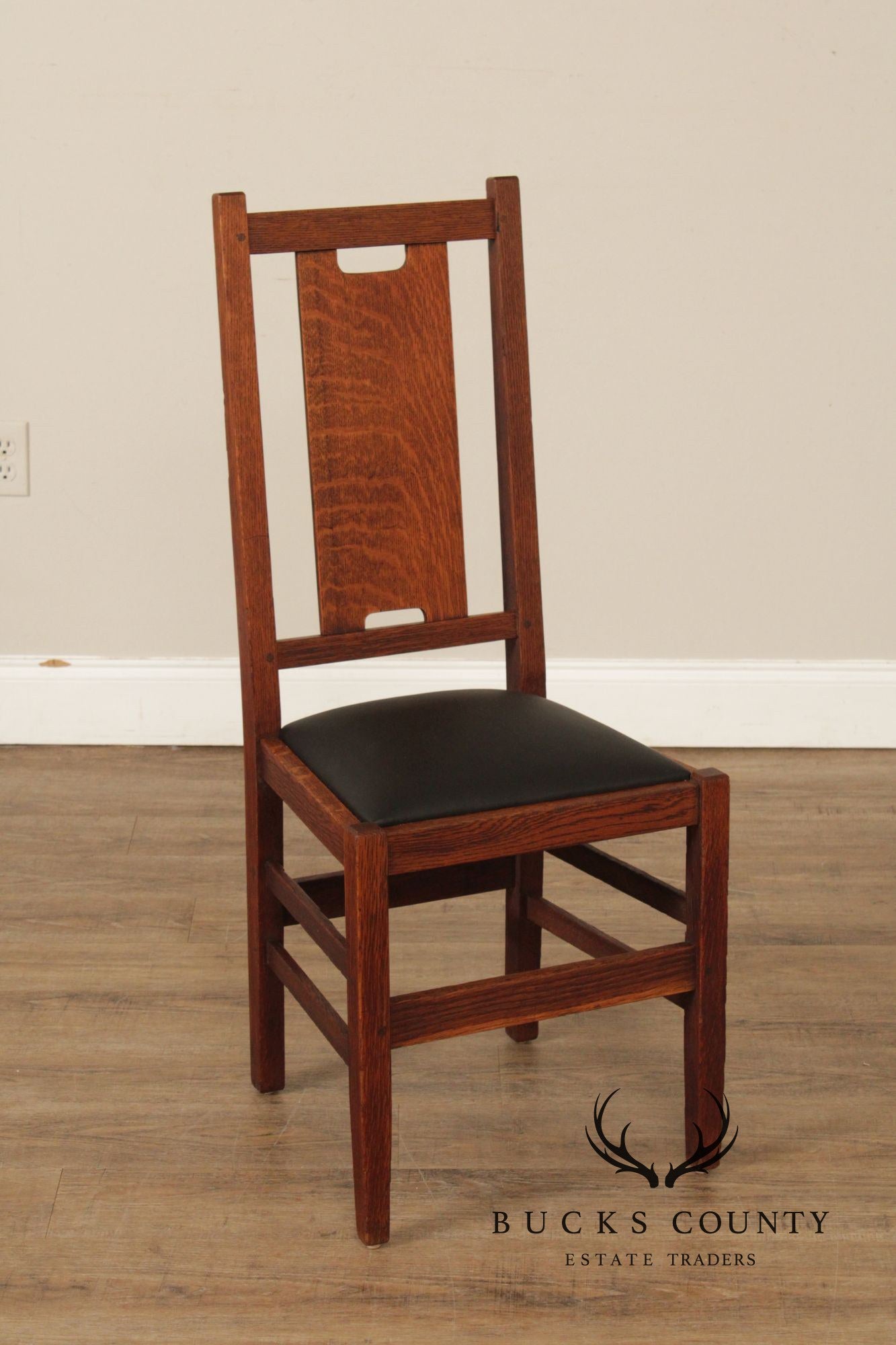 Gustav Stickey Antique Mission Oak H-Back Side Chair