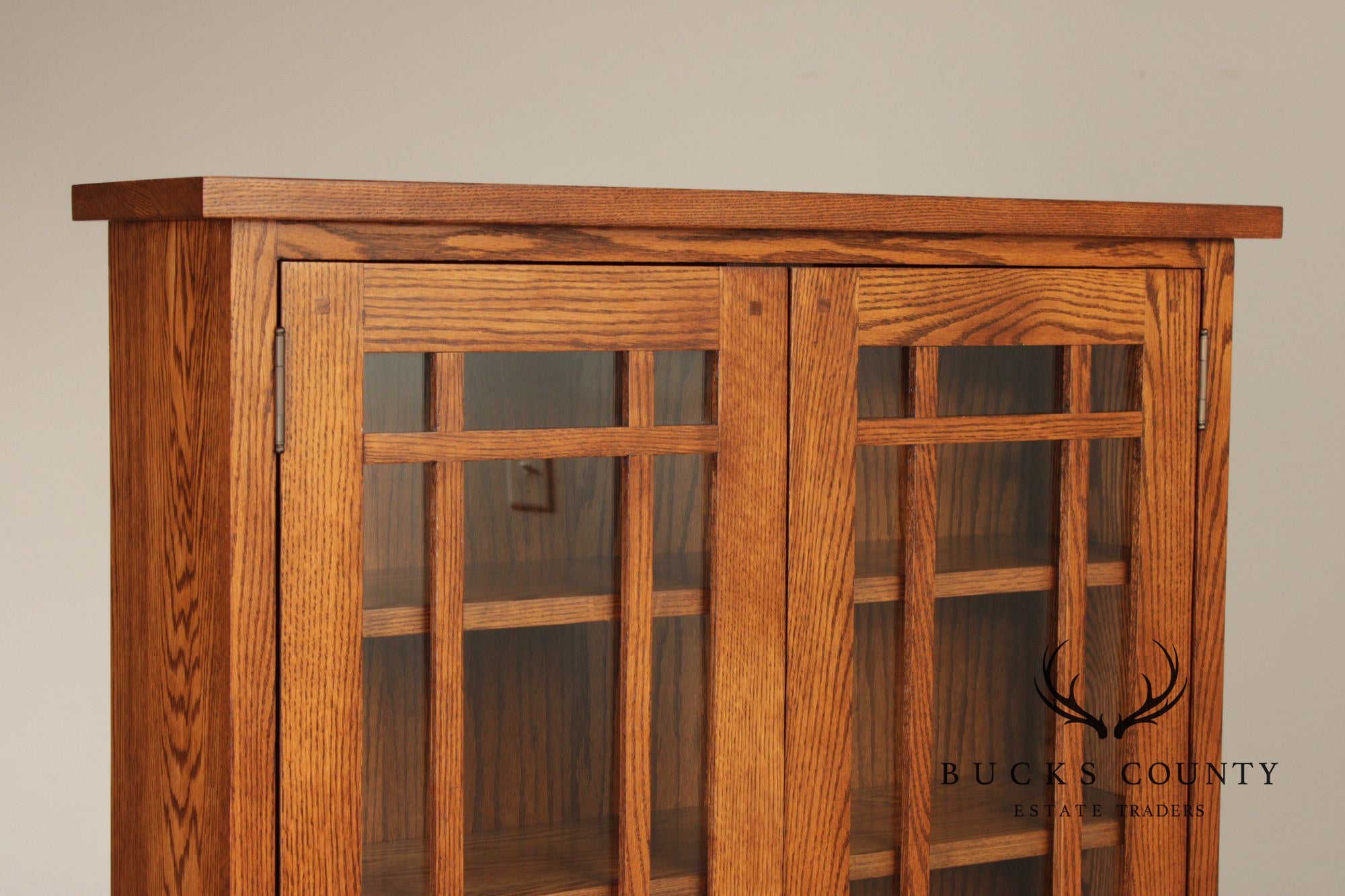 Mission Style Oak Two-Door Bookcase