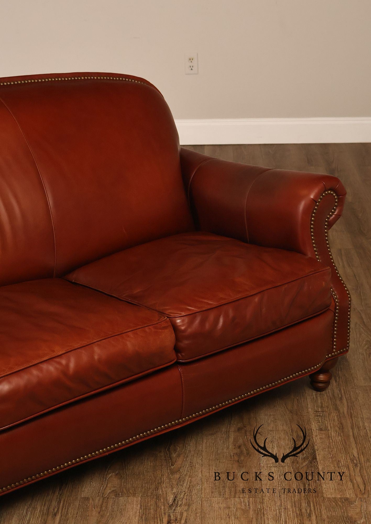 Bradington-Young Traditional Style Leather Three Cushion Sofa