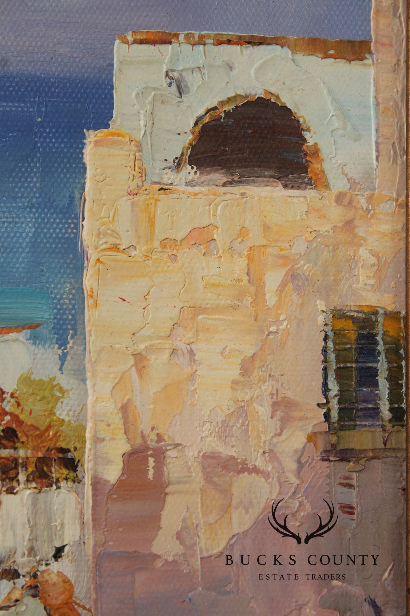 Impressionist Style Oil Painting, Italian Villagescape
