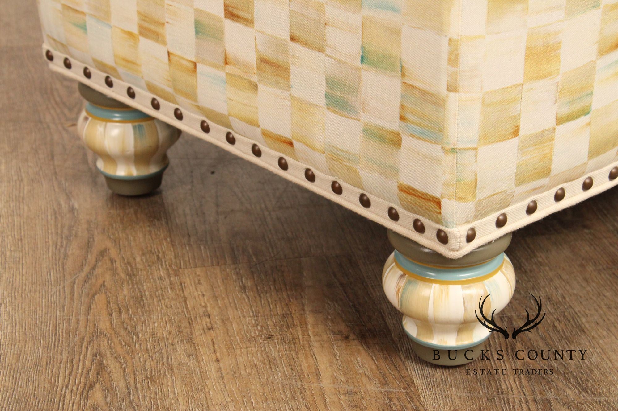 Mackenzie Childs Upholstered Storage Ottoman