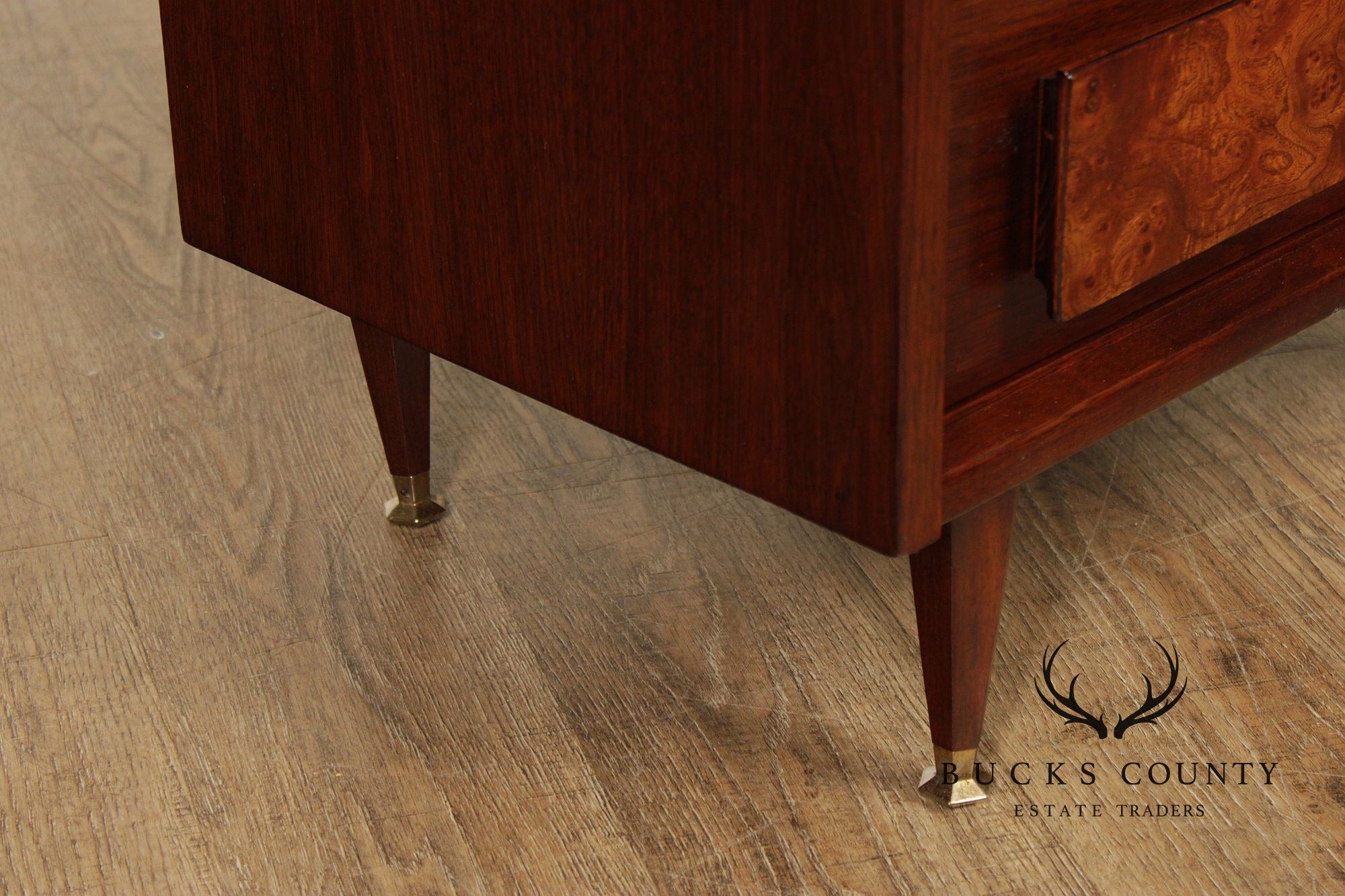 Mid Century Modern Pair of Walnut Nightstands