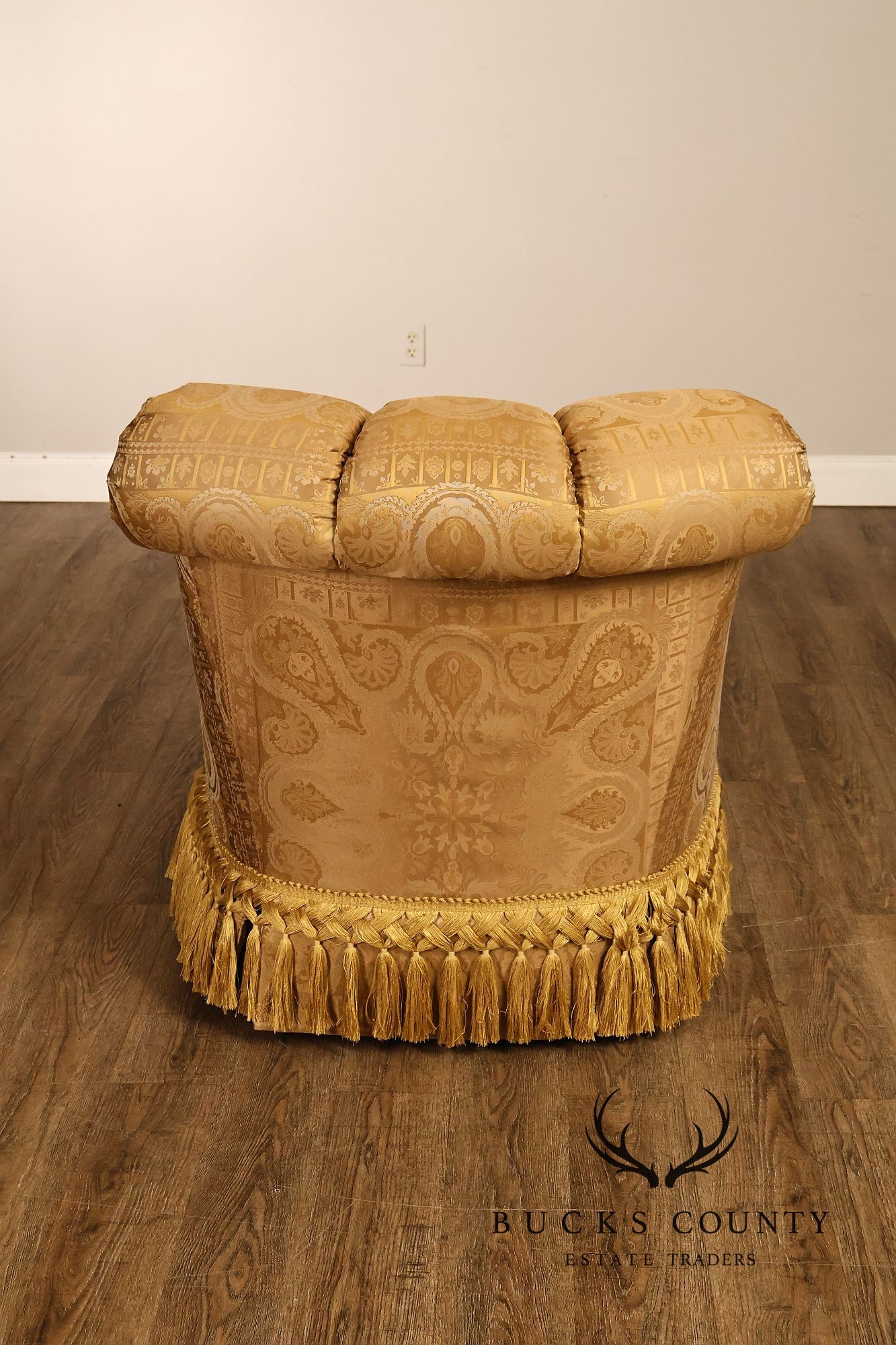 TRS Furniture Traditional Gold D amask Upholstered Lounge Chair And Ottoman