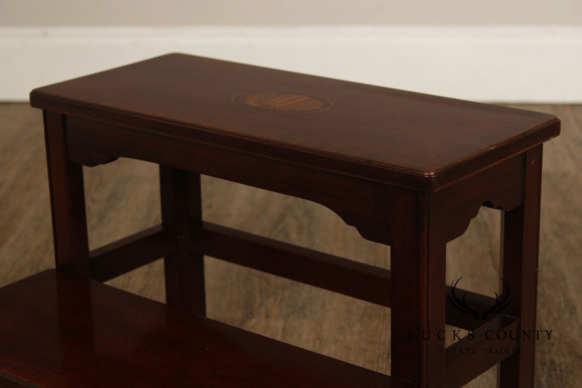 Councill Craftsmen Chippendale Style Inlaid Mahogany Bed Steps