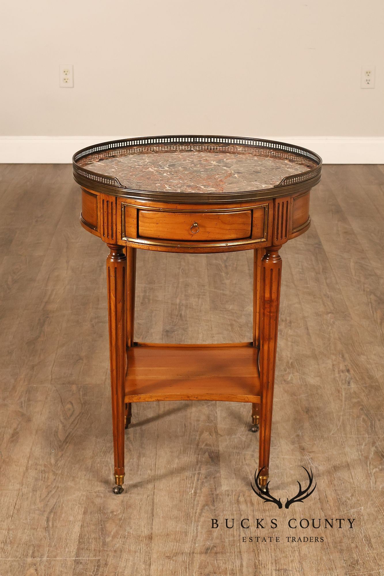 De Bournay French Louis XVI Style Round Marble Top End Table