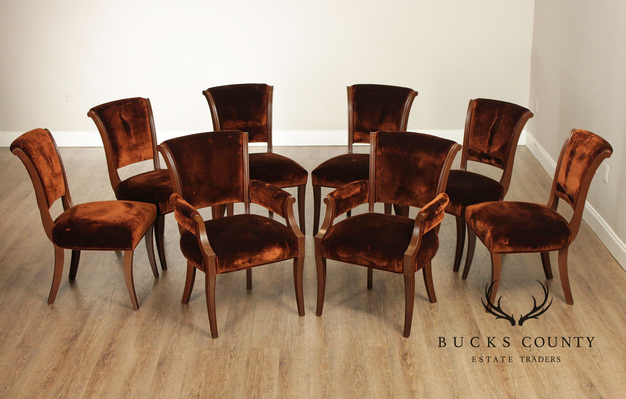 Acanto Luxury Furniture French Art Deco Style Set Of Eight Dining Chairs
