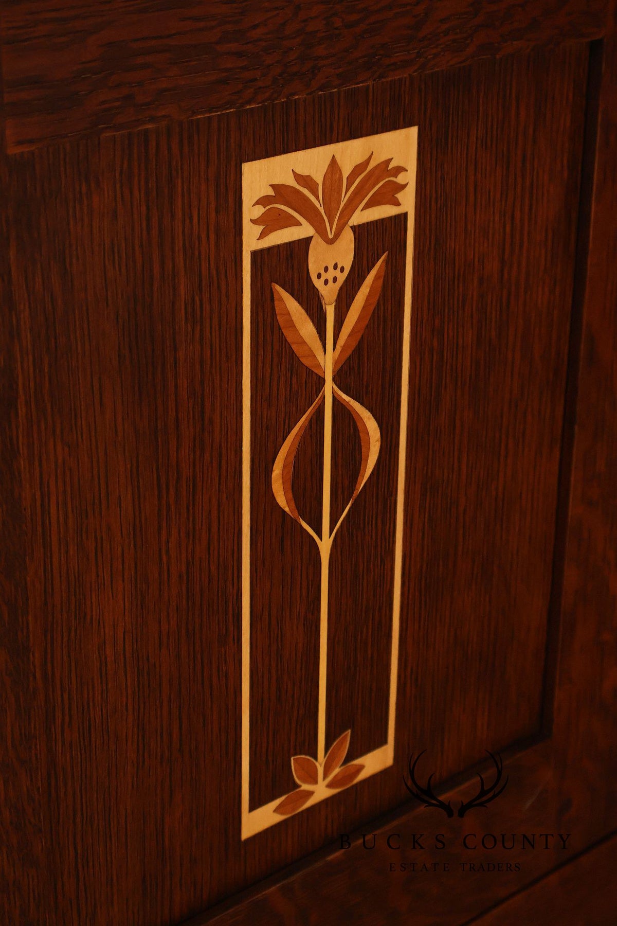 Stickley Meadowflower Collection Oak Inlaid Console Cabinet