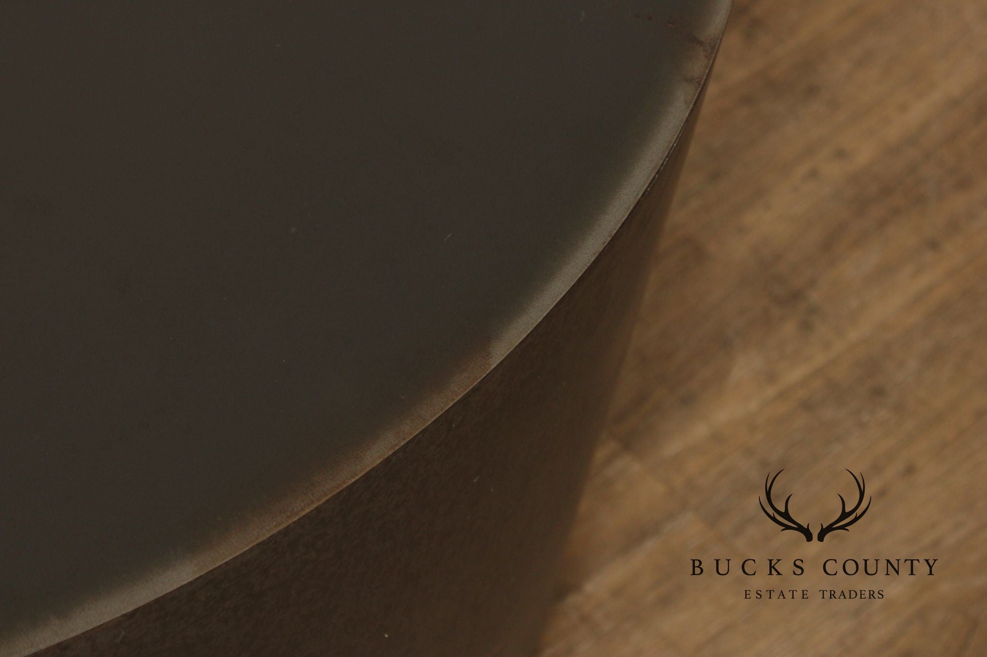 Modern Pair of Patinated Steel Round Drum Side Tables