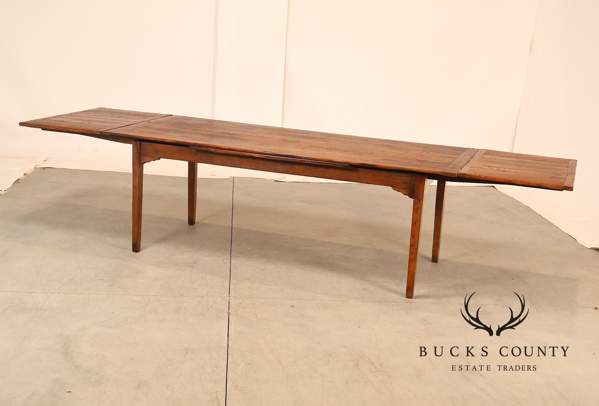 Antique Farmhouse Walnut Draw-Leaf Dining Table