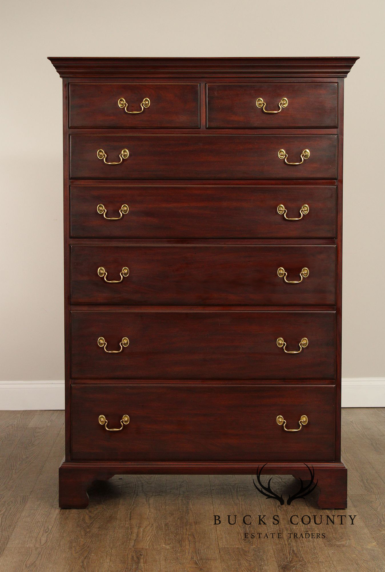 Henkel Harris Georgian Style Mahogany Tall Chest
