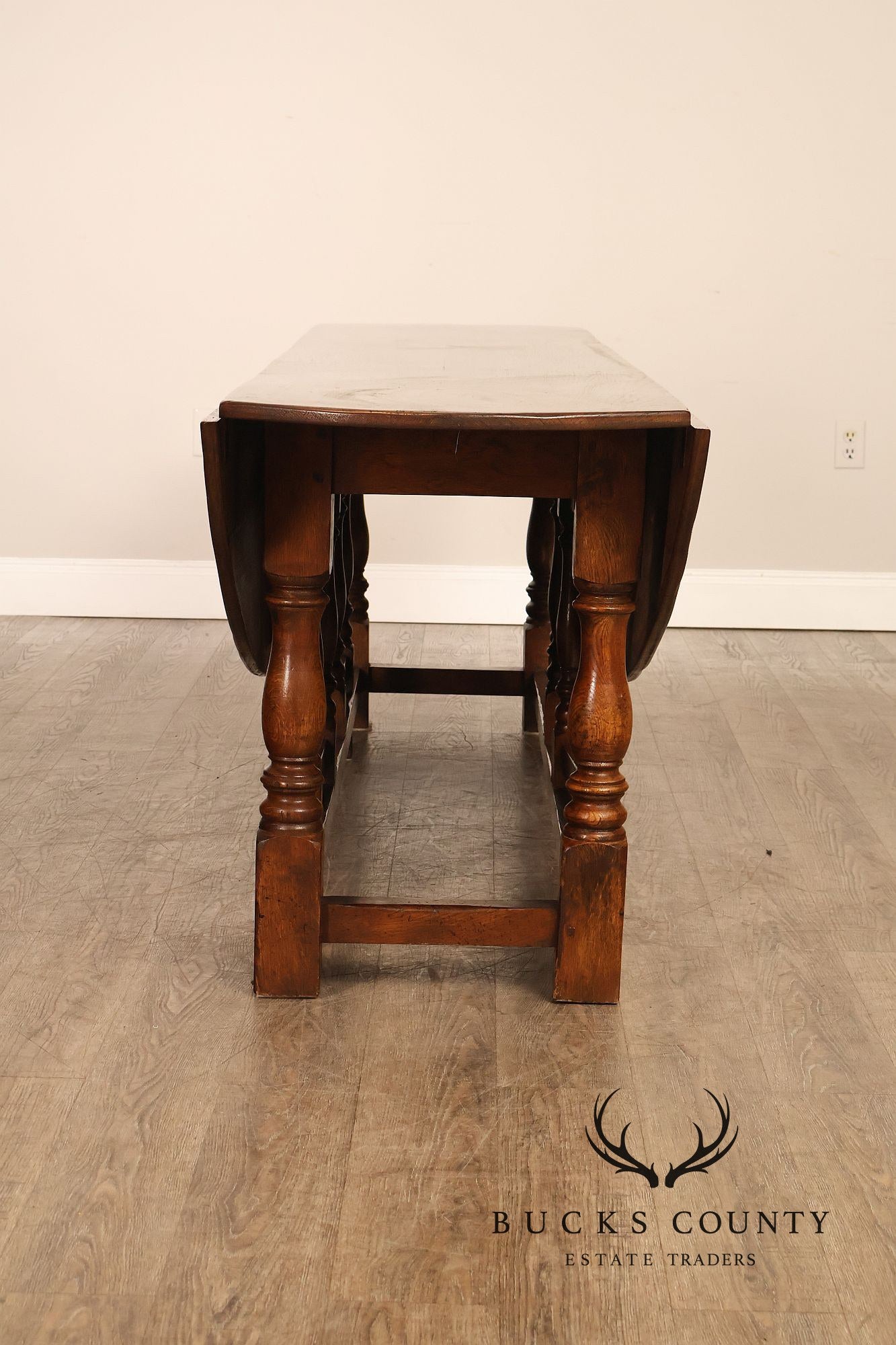 English Oak Large Gateleg Drop Leaf Dining Table
