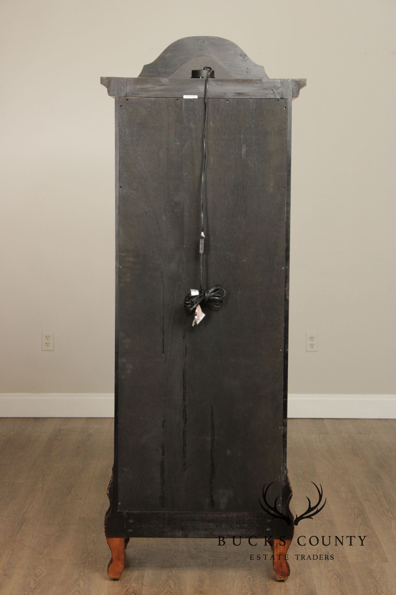 French Provincial Style Carved Wood Lighted Curio Display Cabinet