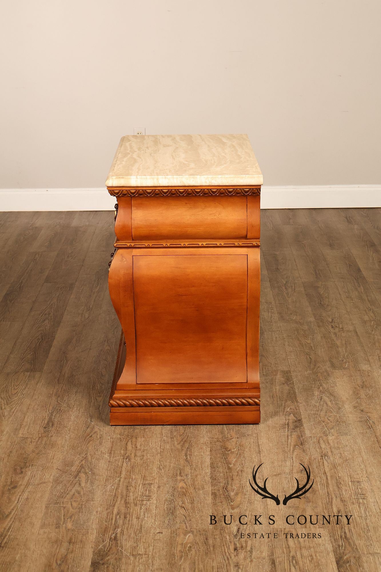 Century Furniture Baroque Style Marble Top Bombe Chest Of Drawersd