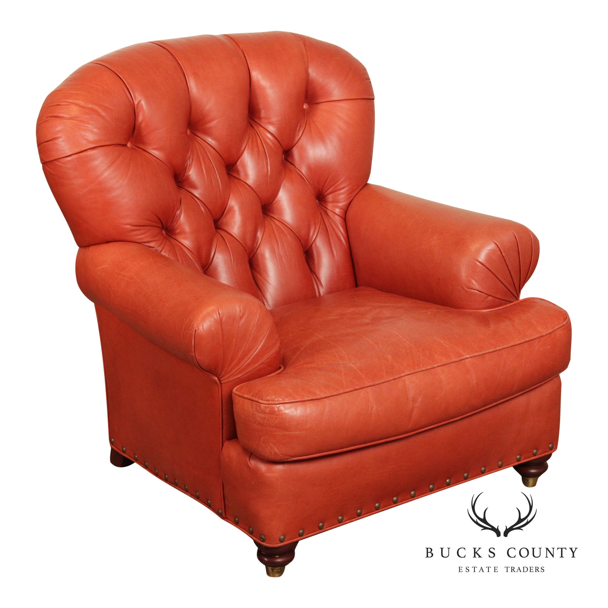 Dapha English Traditional Style Leather Chesterfield Armchair