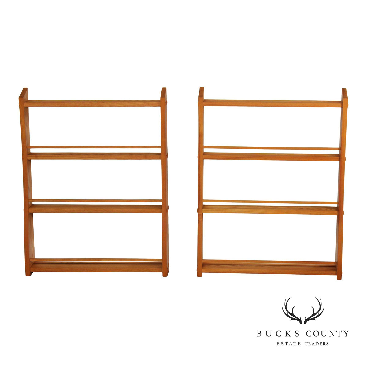 Mission Oak Arts And Crafts Pair Of Wall Mounted Bookshelves