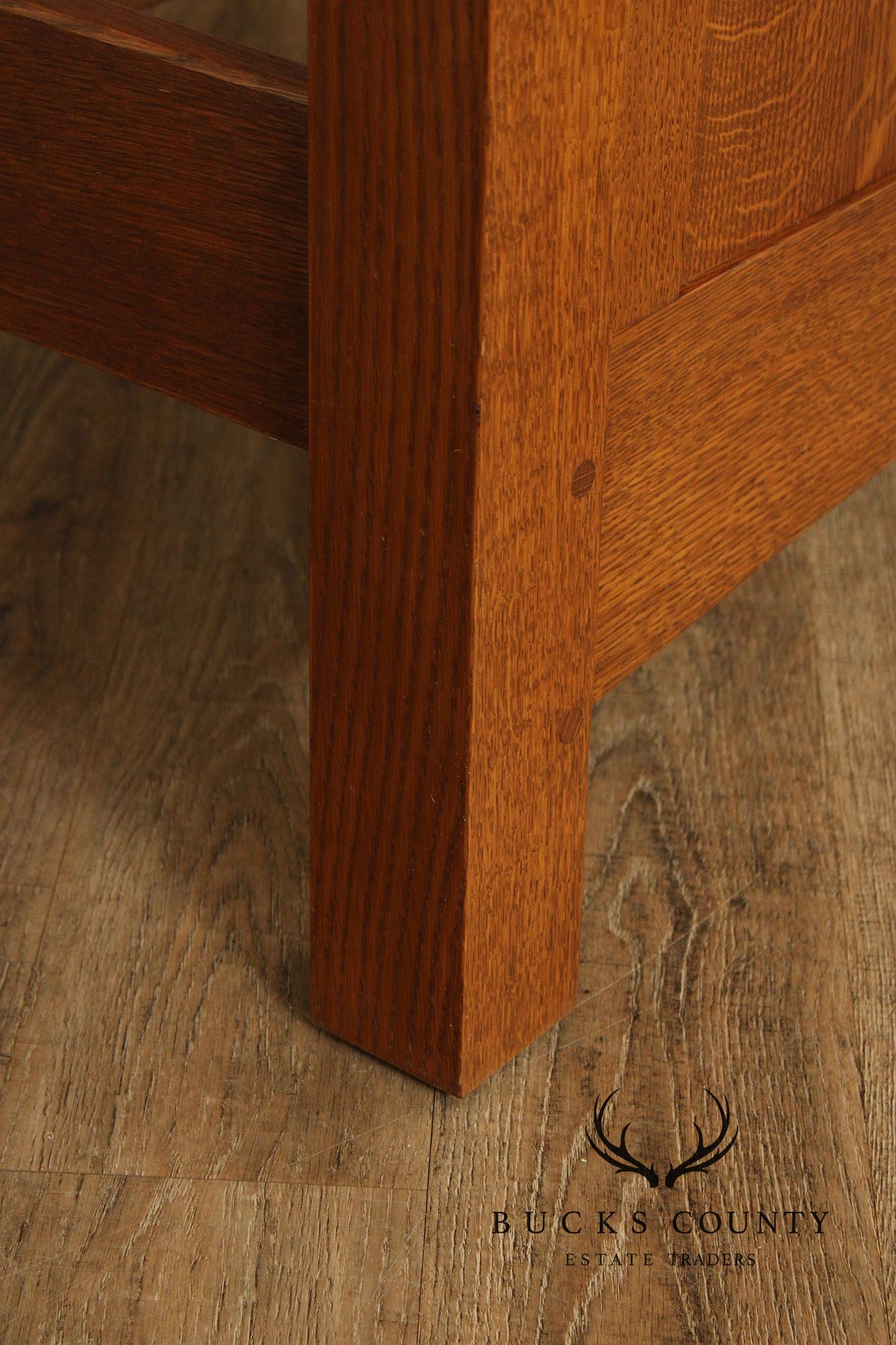 Stickley Mission Style Oak and Leather Queen Bed