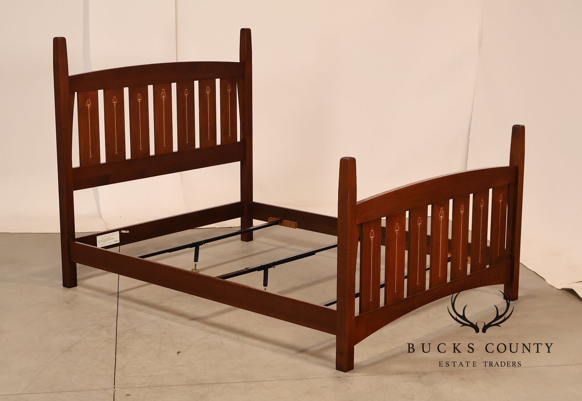 Stickley Harvey Ellis Inlaid Oak Queen Bed