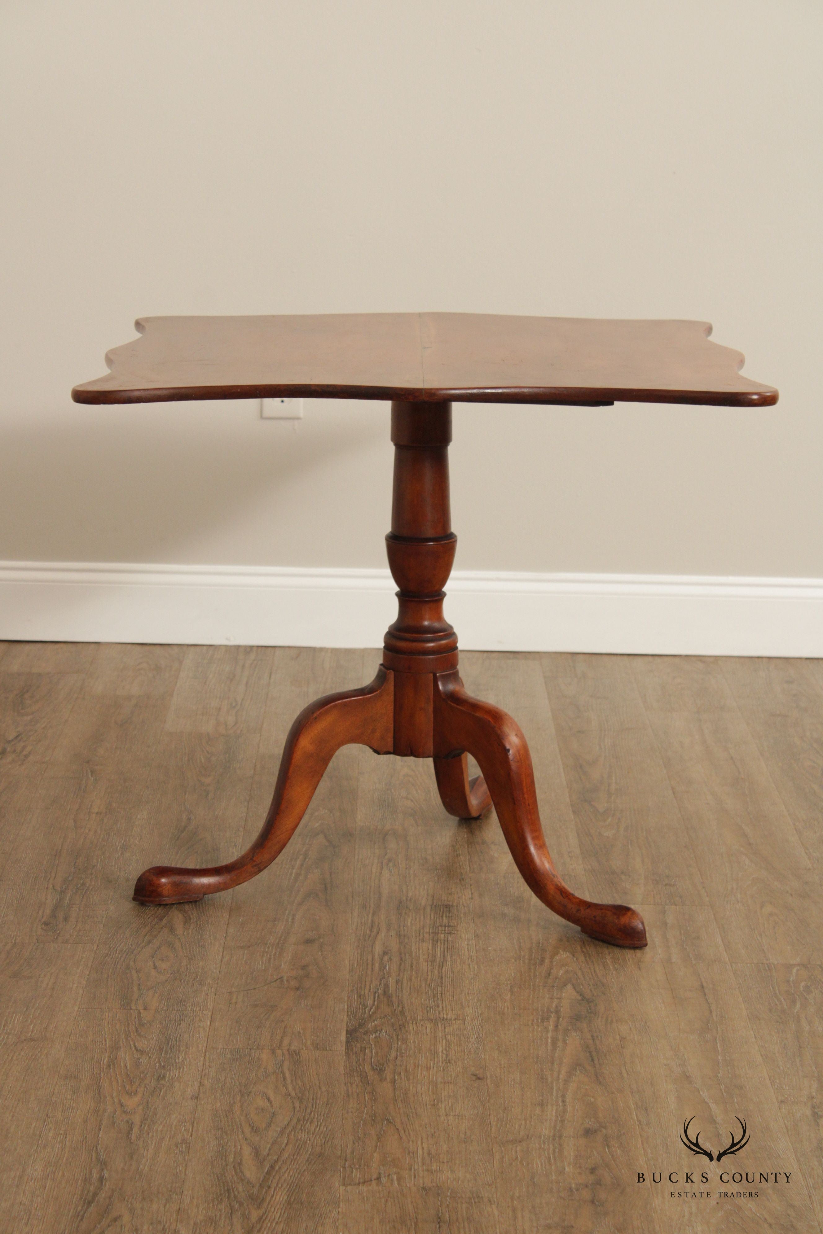 Antique Early American Cherry Tilt Top Tea Table