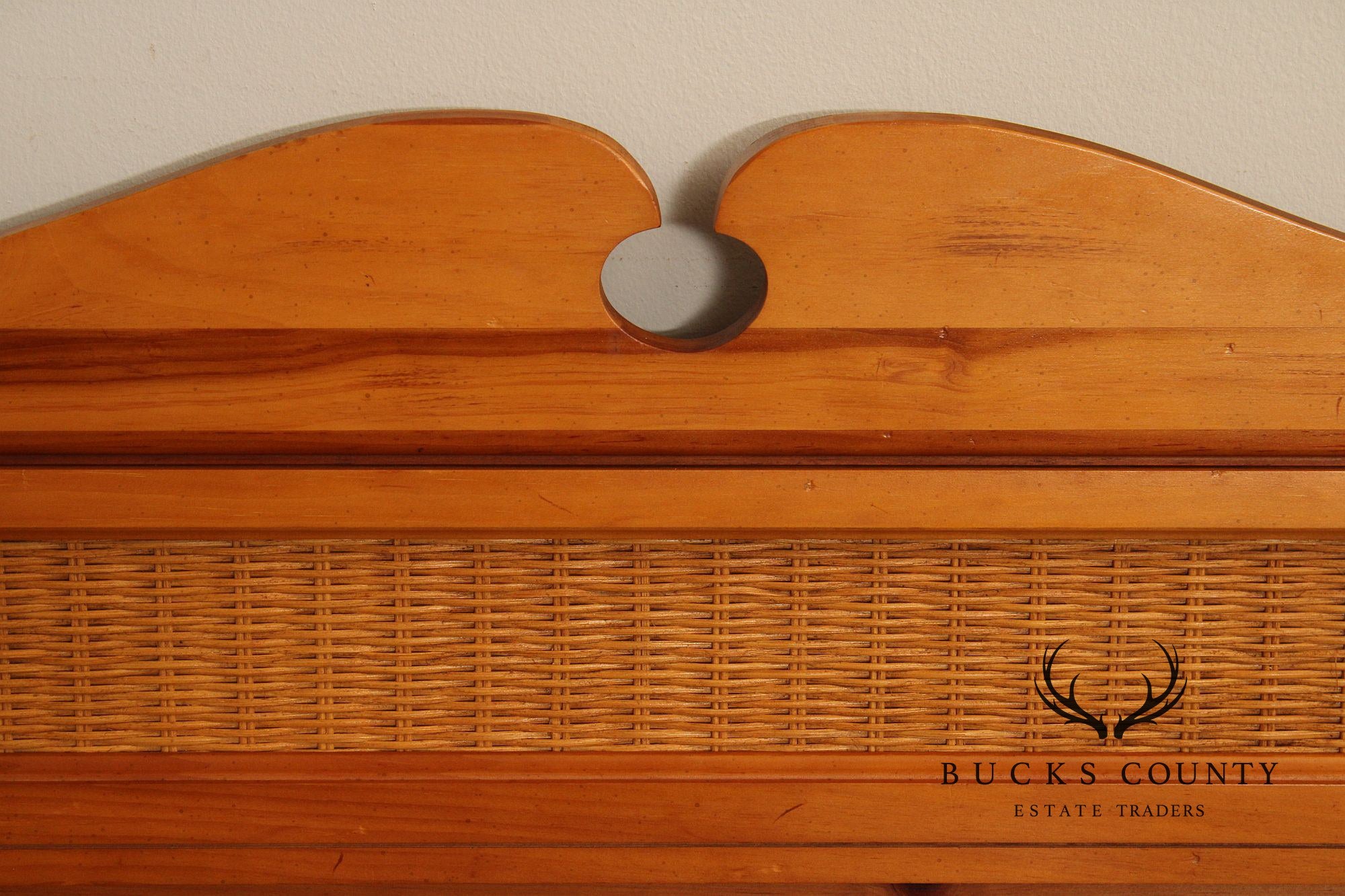 Stanley Furniture Country Pine and Wicker Twin Headboard