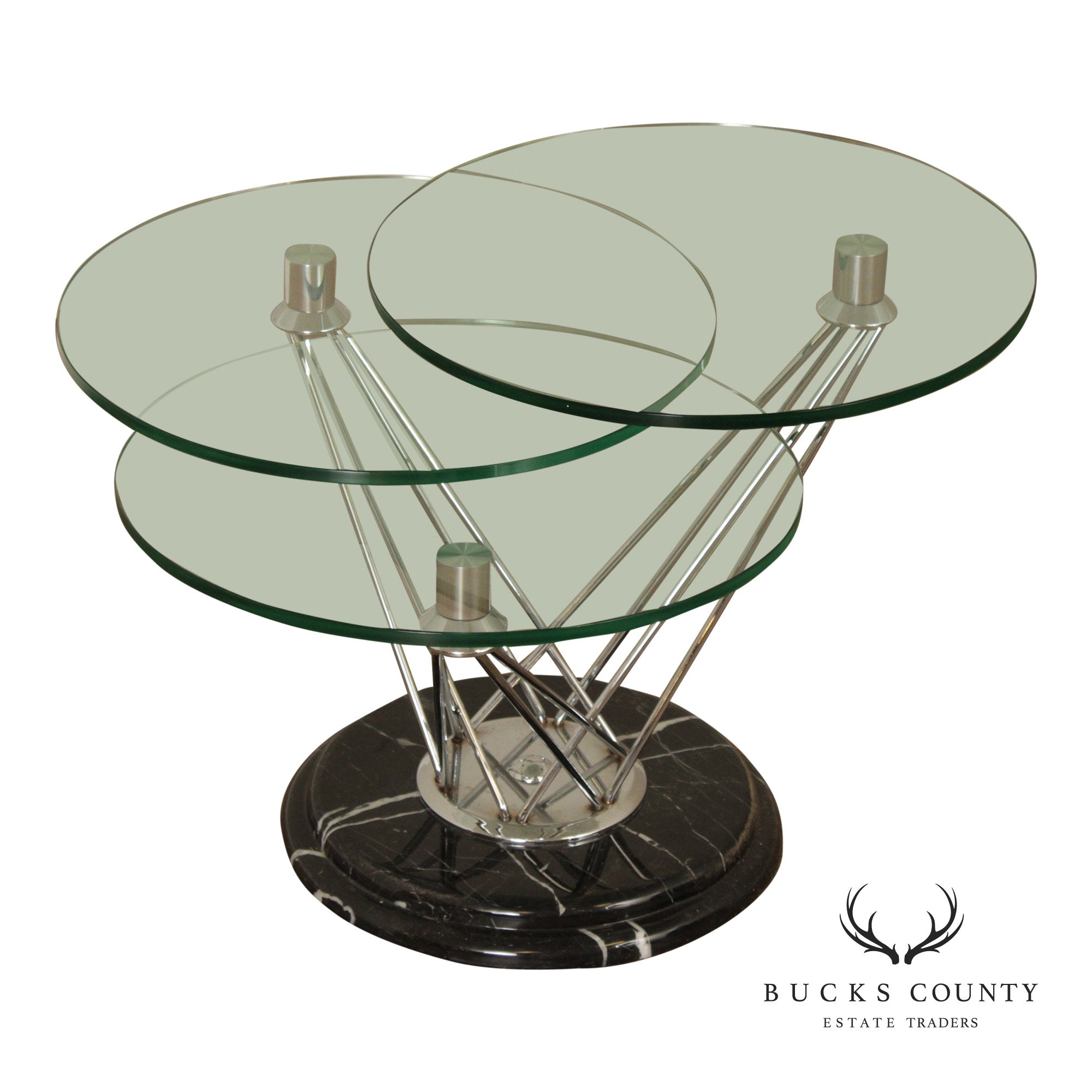 Modern Glass Top Marble Swivel Side Table