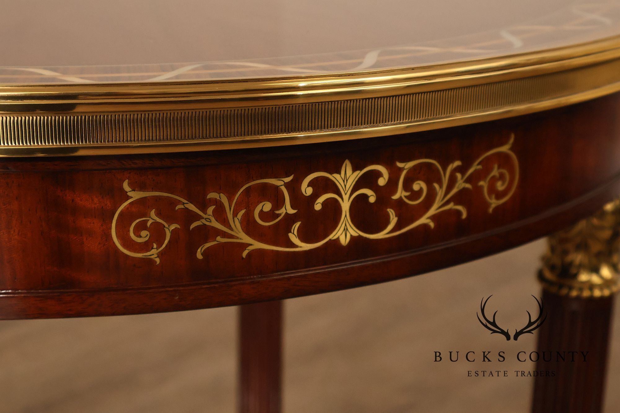 Theodore Alexander Pair of 'Paulette' Mahogany Side Tables