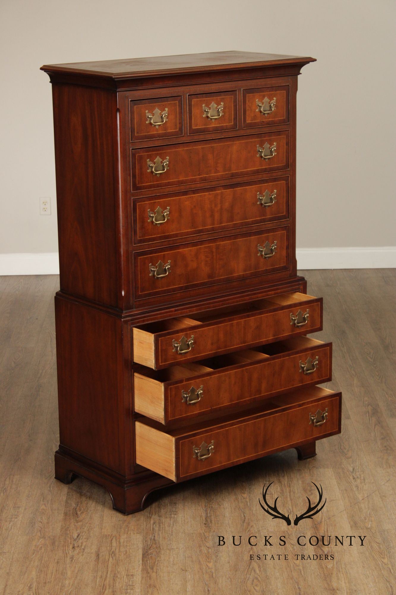 Drexel Wallace Nutting Collection Chippendale Style Mahogany Tall Chest