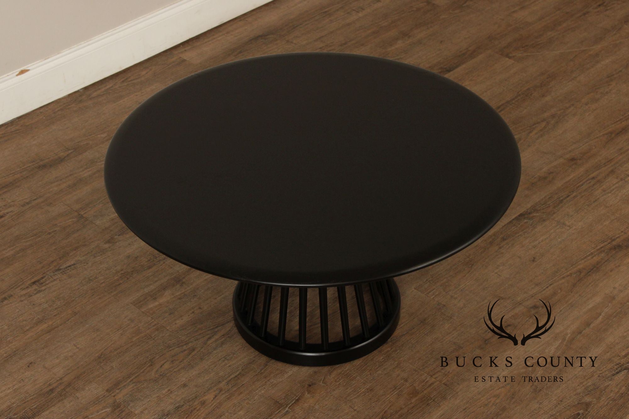 Tom Dixon Modern 'Fan' Oak Round Black Coffee Table