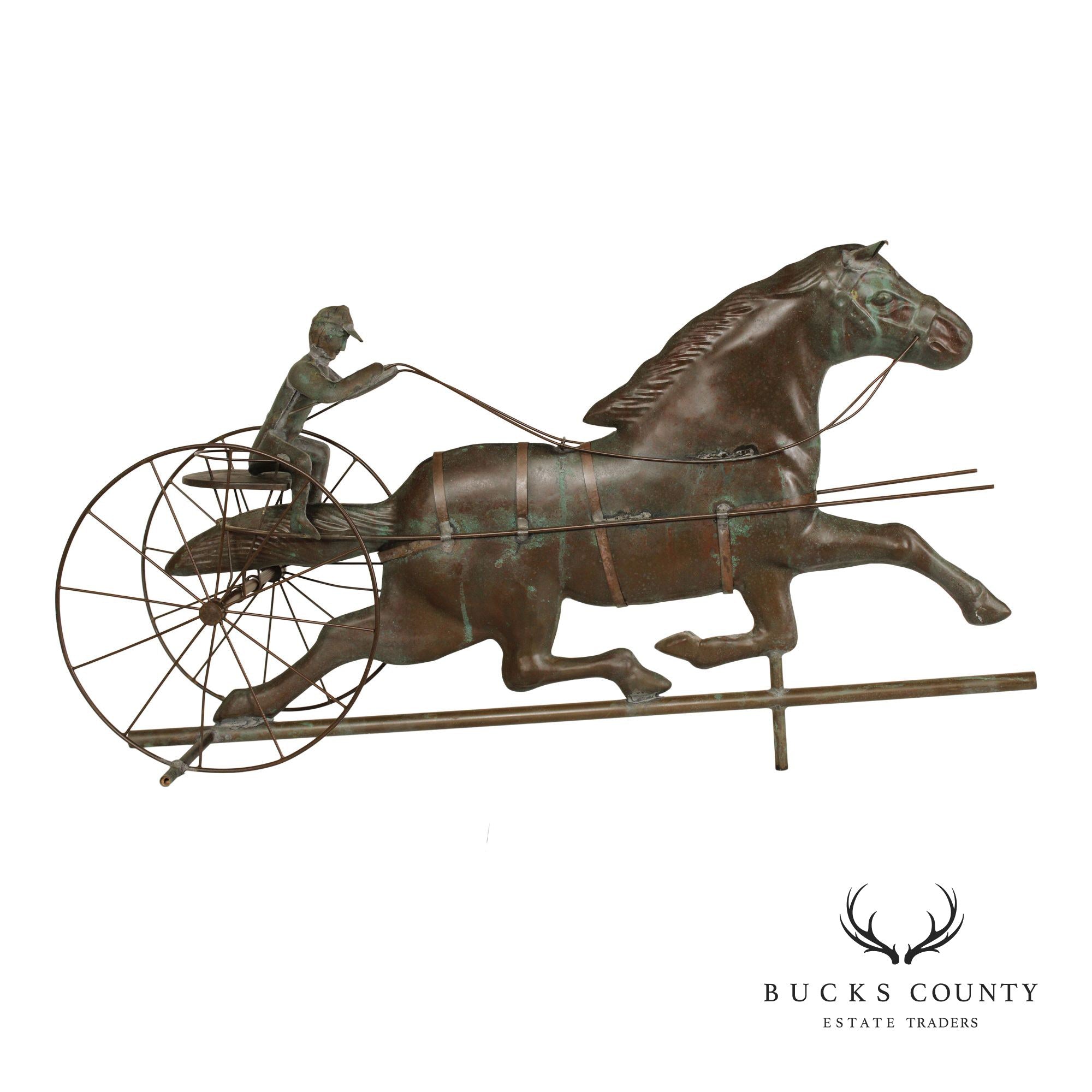 Vintage Jockey and Horse Copper Weathervane
