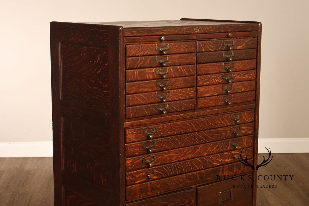 Antique Early 1900s Macey Oak Multi-Drawer Stacking Filing Cabinet