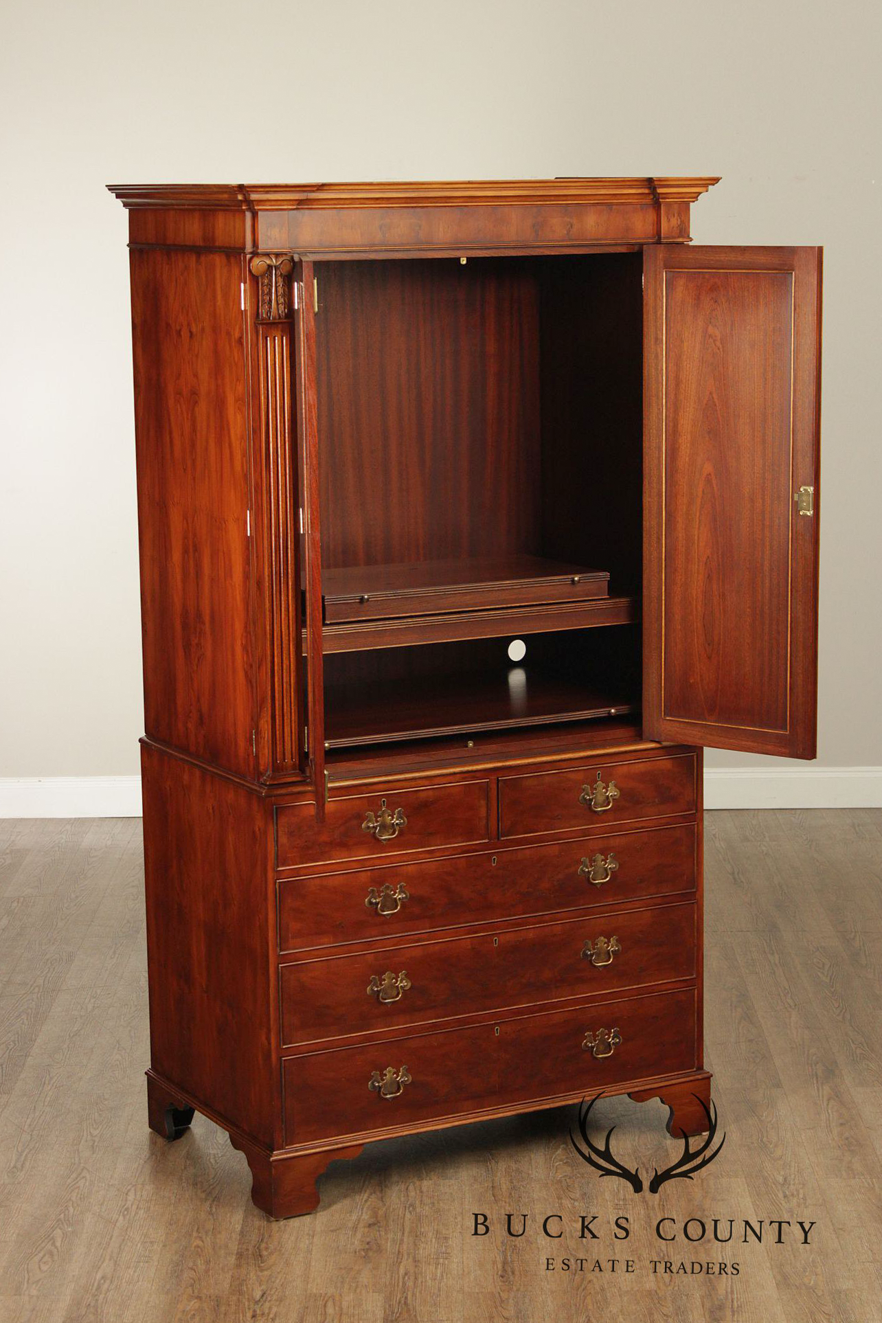 Trosby Furniture English Mahogany Armoire Cabinet
