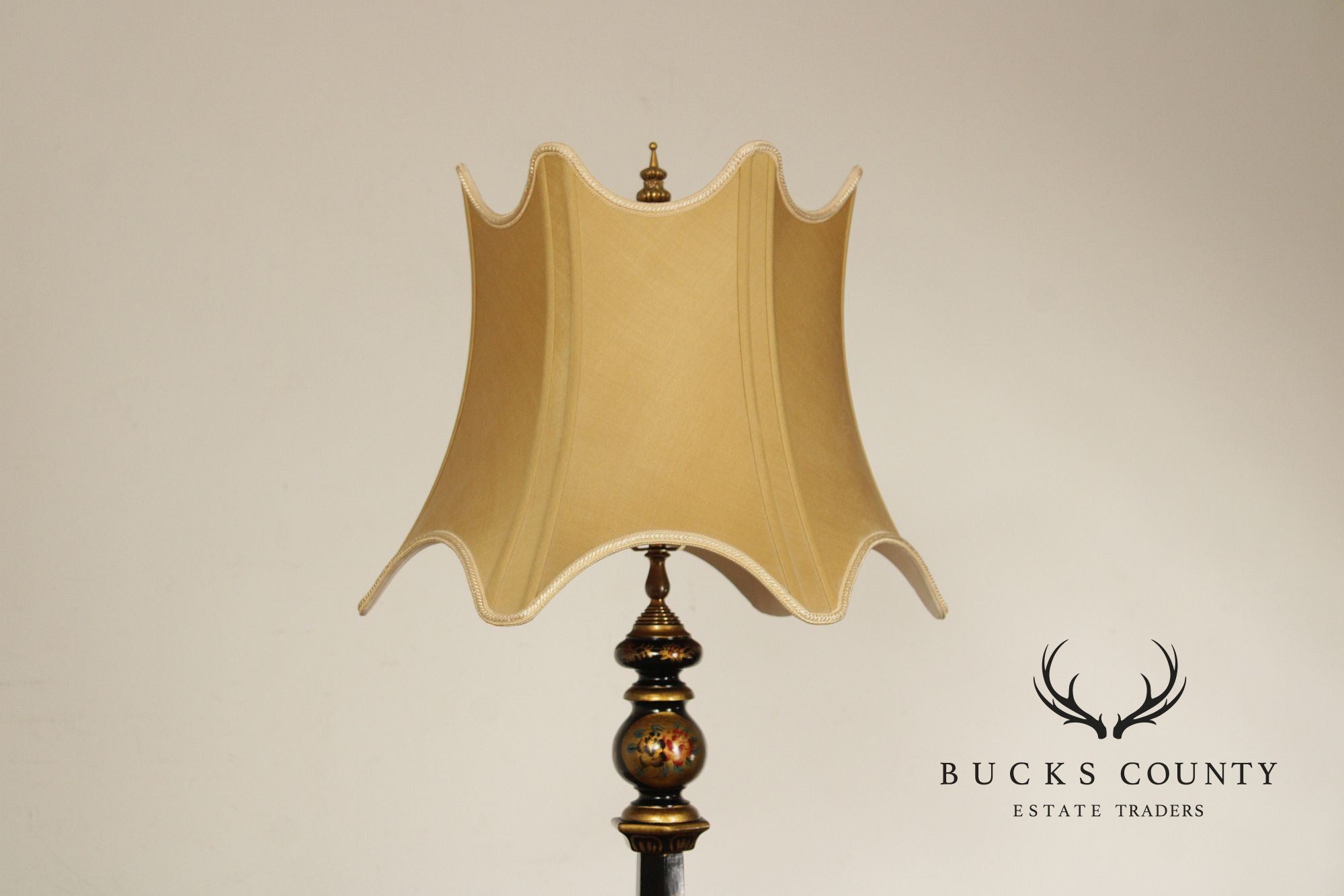 Chelsea House Chinoiserie Decorated Black Lacquer Floor Lamp