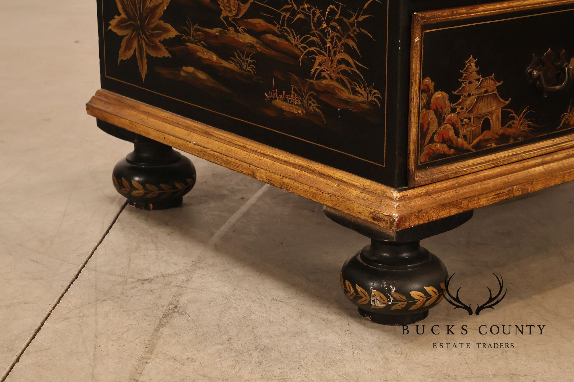 Chinoiserie Decorated Drop Front Secretary Desk