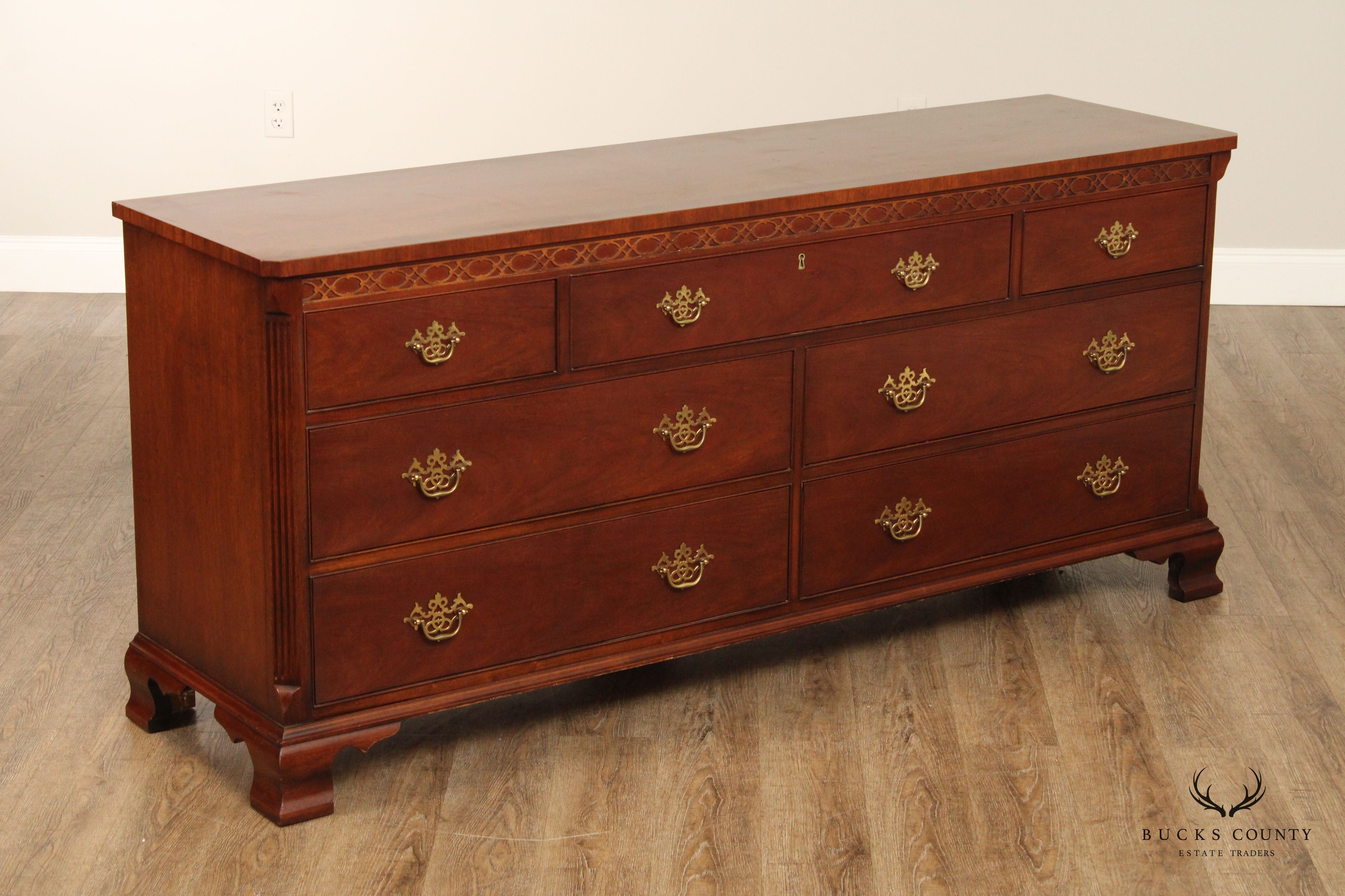 Hickory Chair Co Mahogany Dresser with Banded Top Chippendale Style