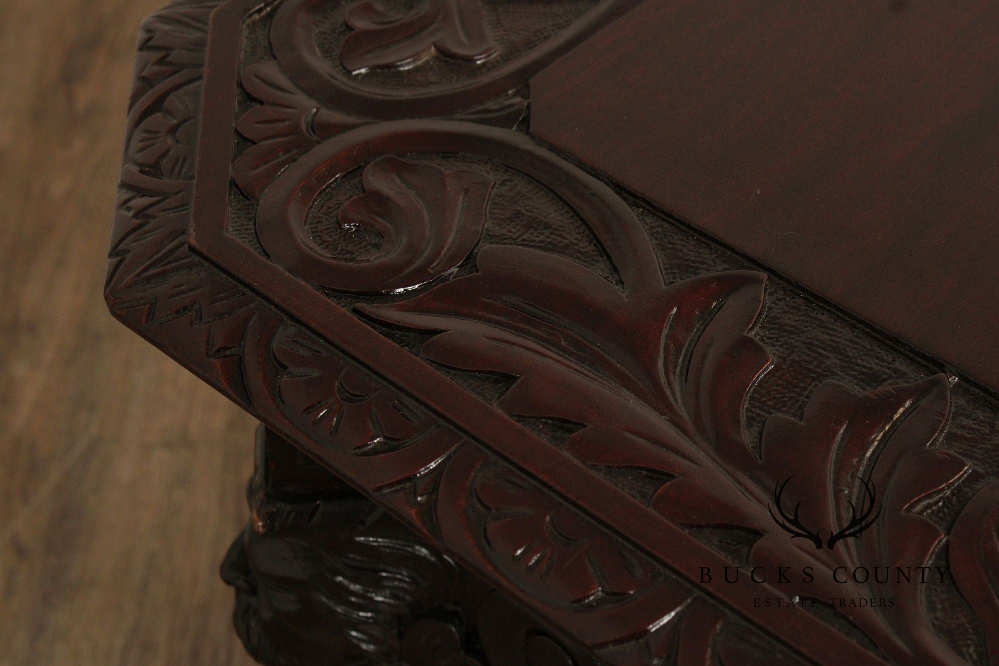 Antique Victorian Carved Mahogany Partners Desk