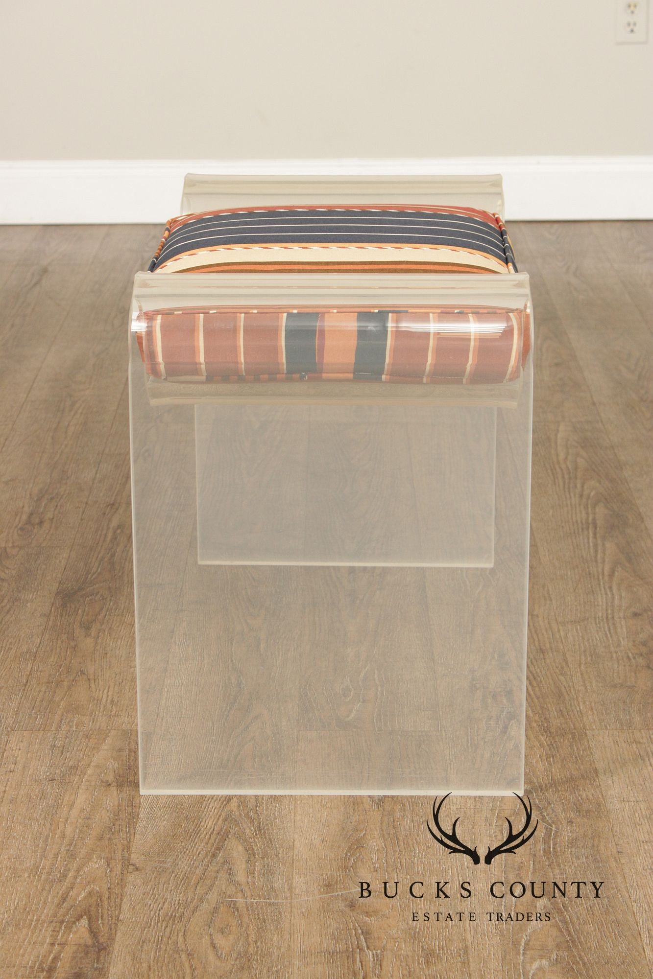 Karl Springer Attributed Modern Sculpted Lucite Stool
