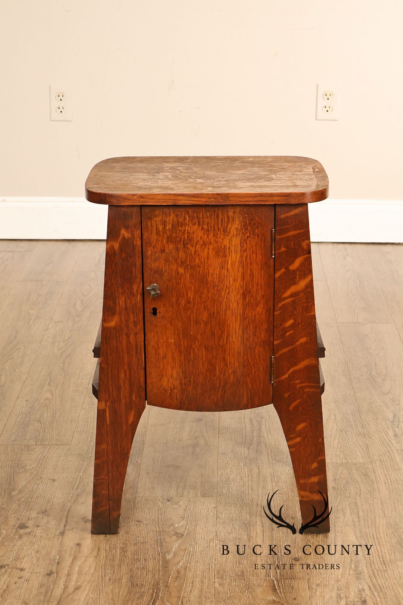 Antique Mission Oak Smoke Stand Bedside Cabinet
