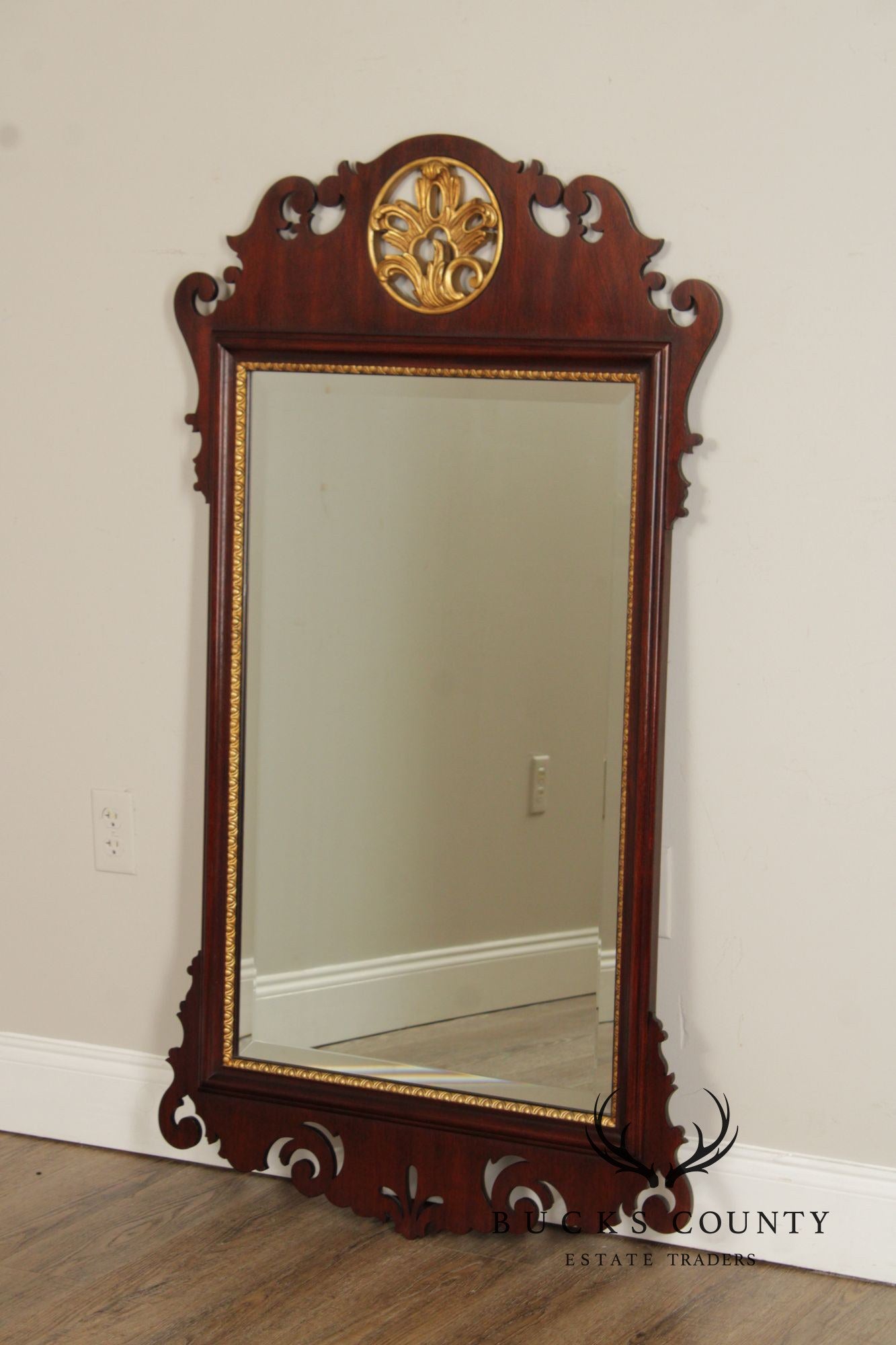 Henkel Harris Georgian Style Partial Gilt Mahogany Wall Mirror