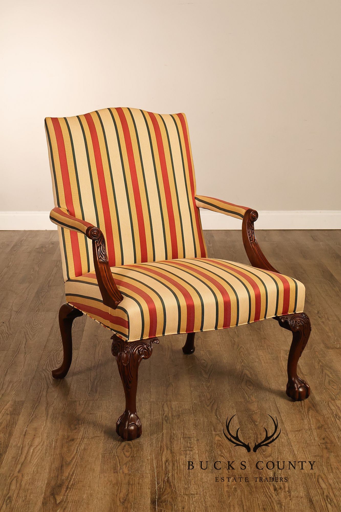 Southwood Chippendale Style Pair of Carved Mahogany Armchairs