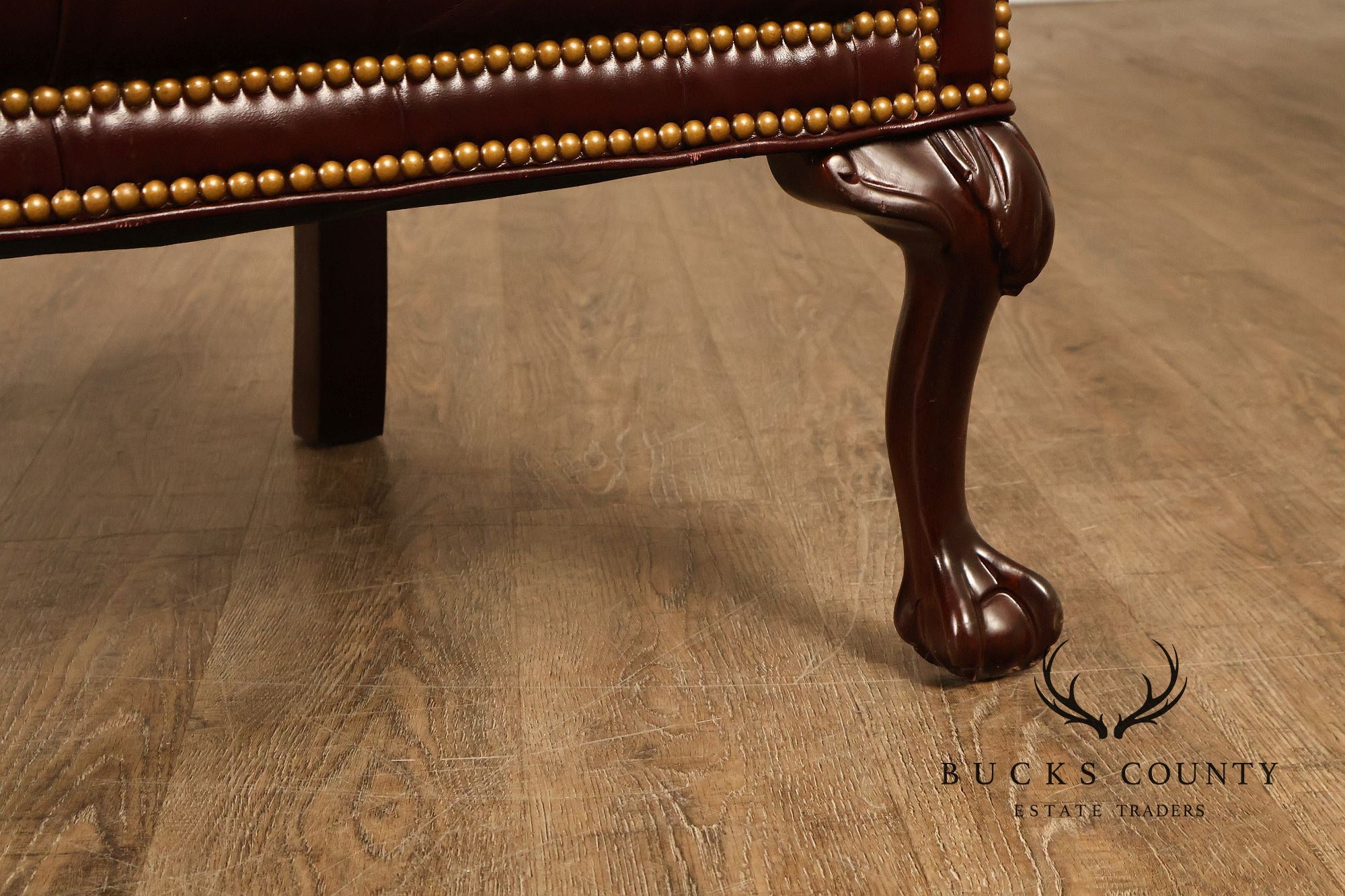 Leathercraft Chesterfield Style Tufted Oxblood Leather Wing Chair