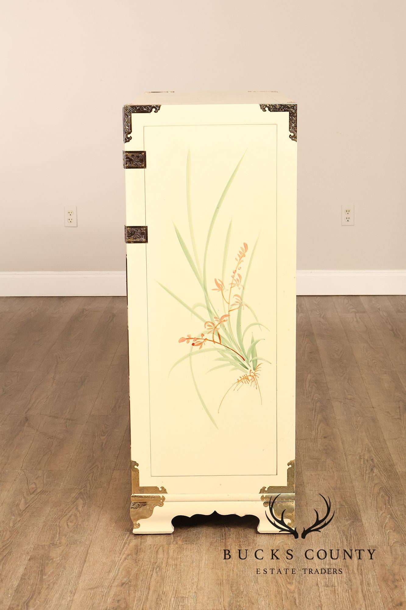 Chinoiserie Hand Painted Decorated Tall Chest