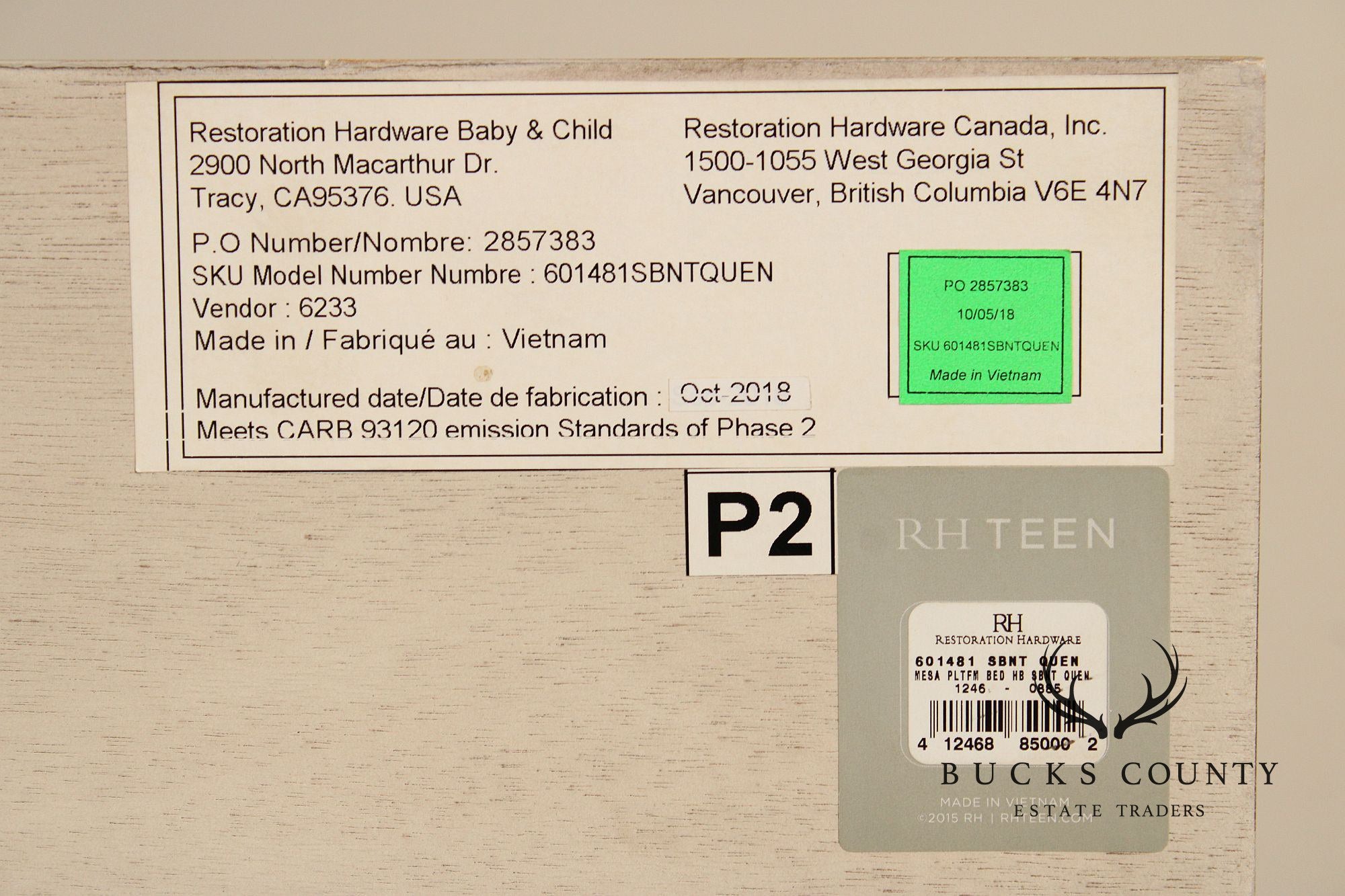 Restoration Hardware Mesa Platform Queen Bed