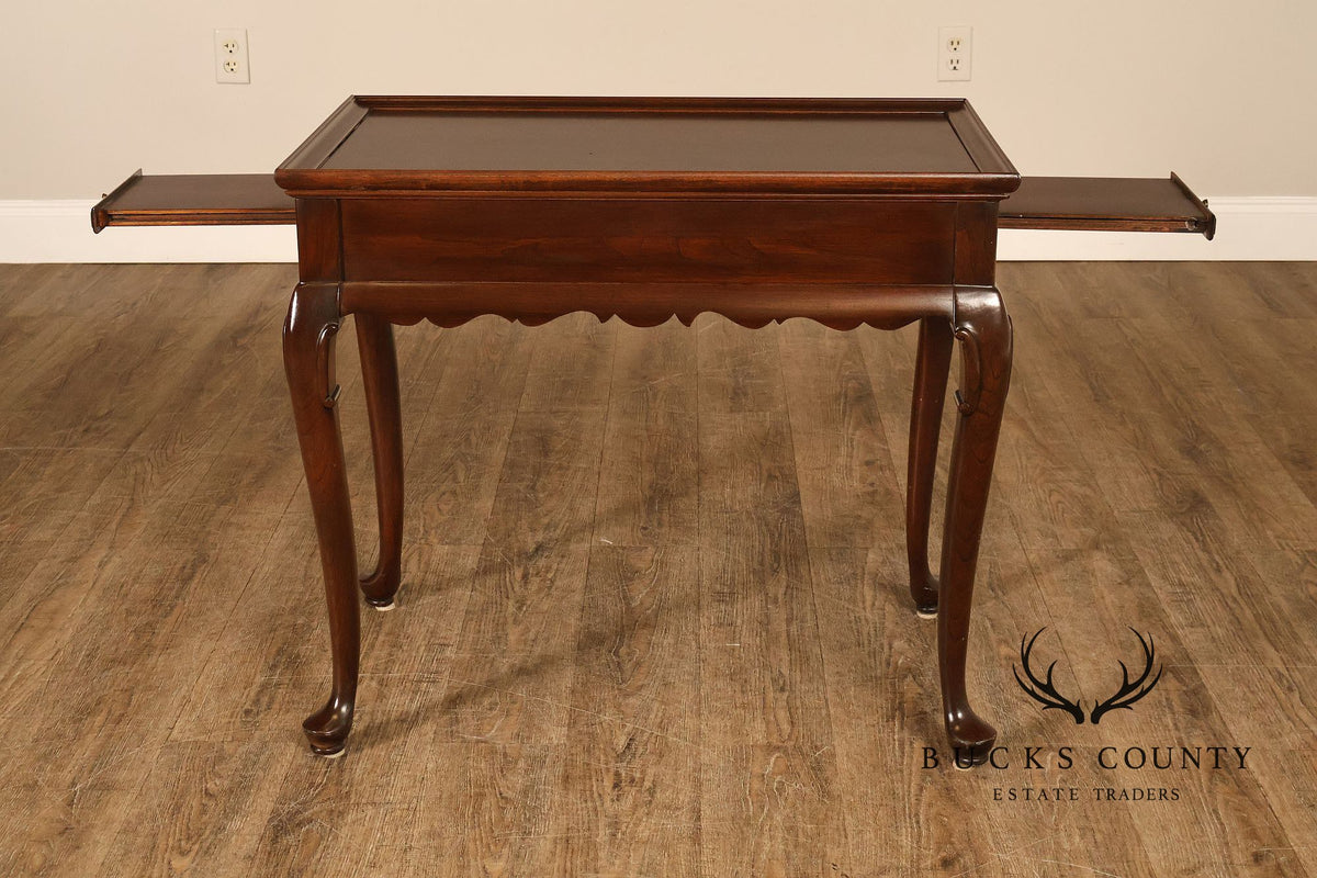 Ethan Allen Georgian Court Cherry Queen Anne Side Table With Pull-Out Slides
