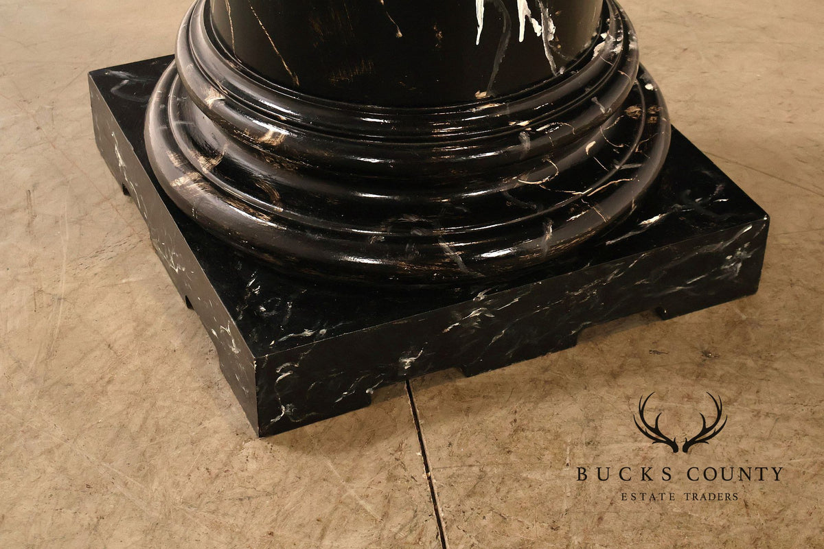 Monumental Neoclassical Faux Marble And Gilt Corinthian Decorative Column