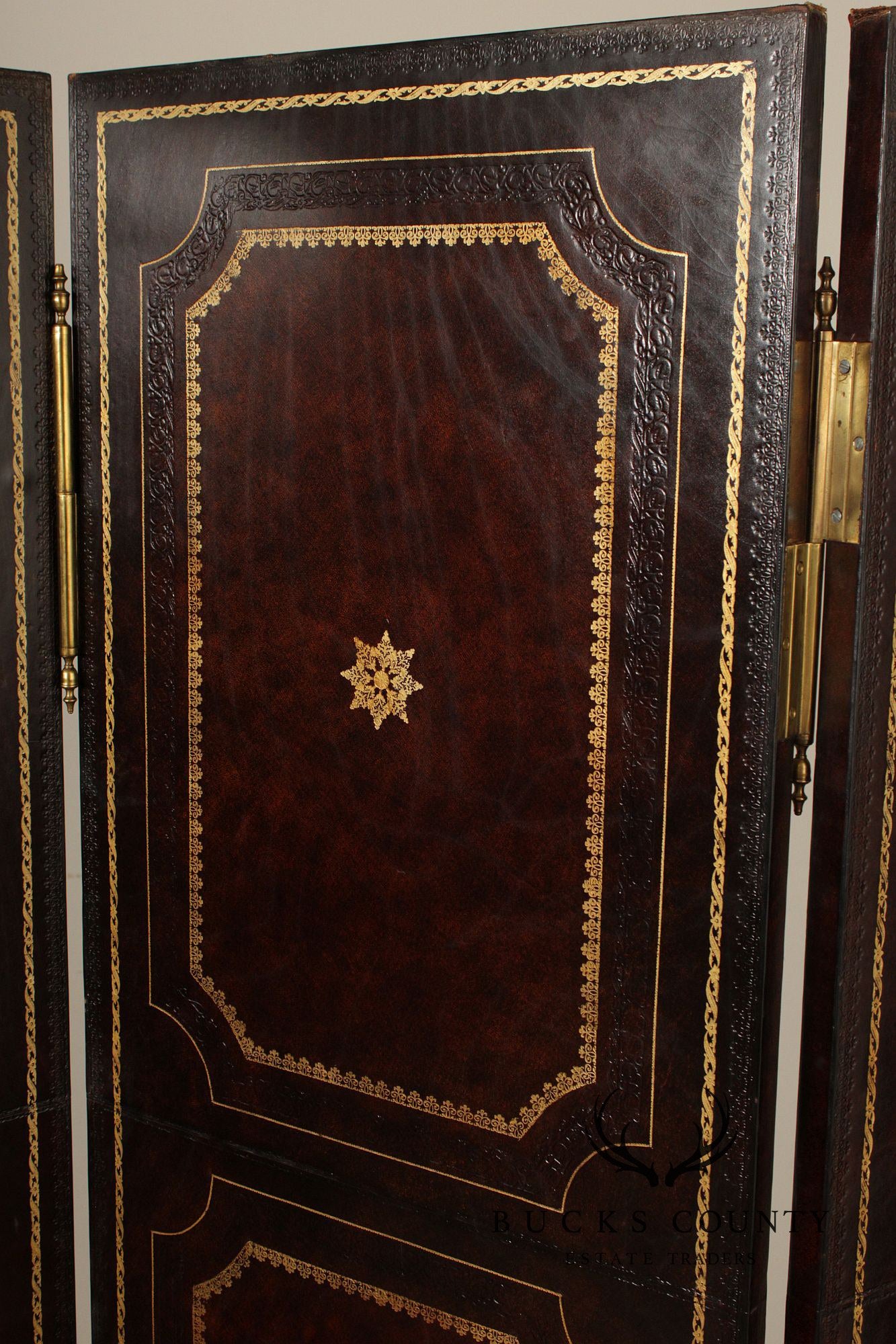 Maitland Smith Four-Panel Leather Folding Screen