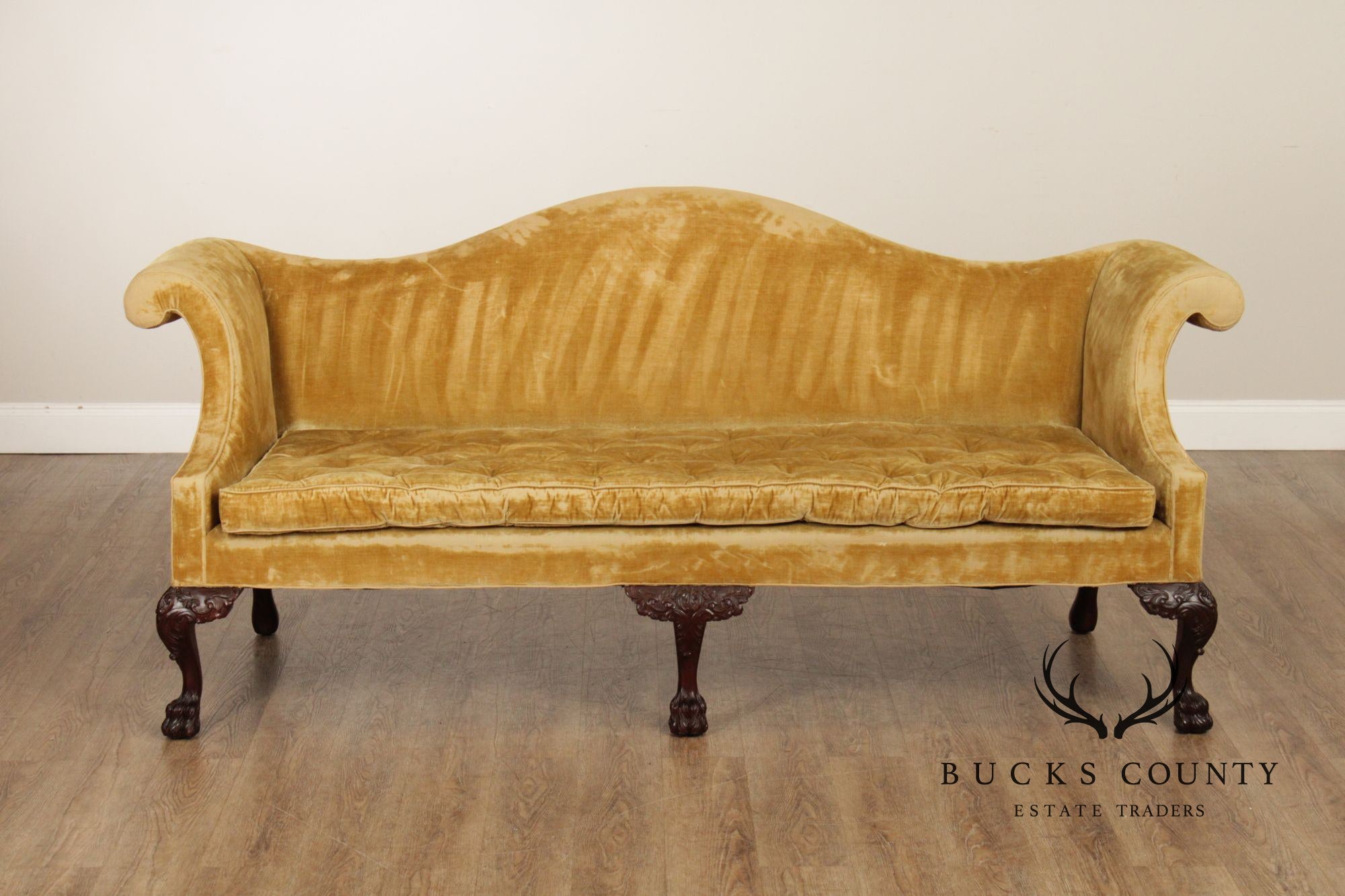 Georgian Style Custom Mahogany Camelback Sofa