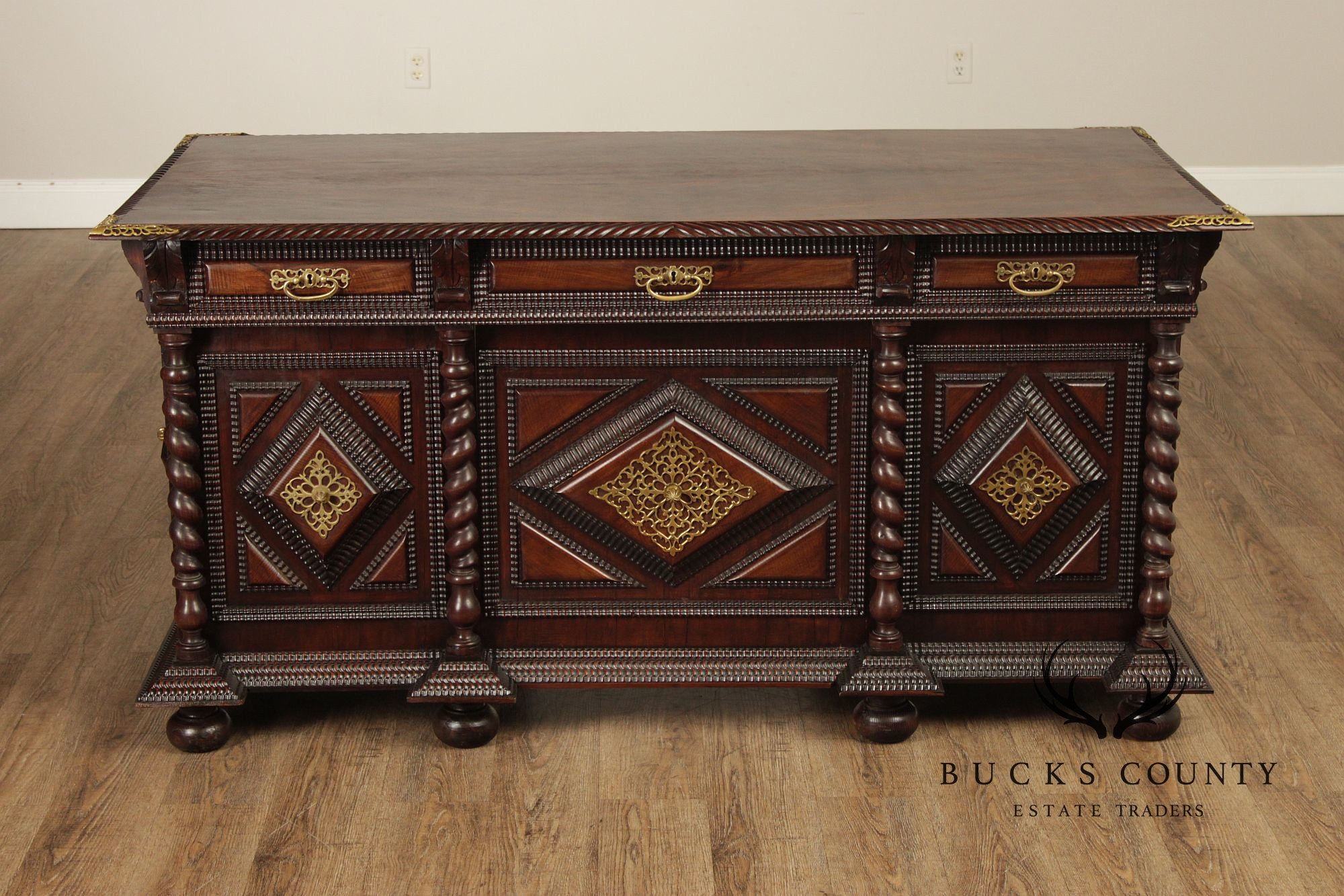 Antique Anglo Indian Carved Executive Desk