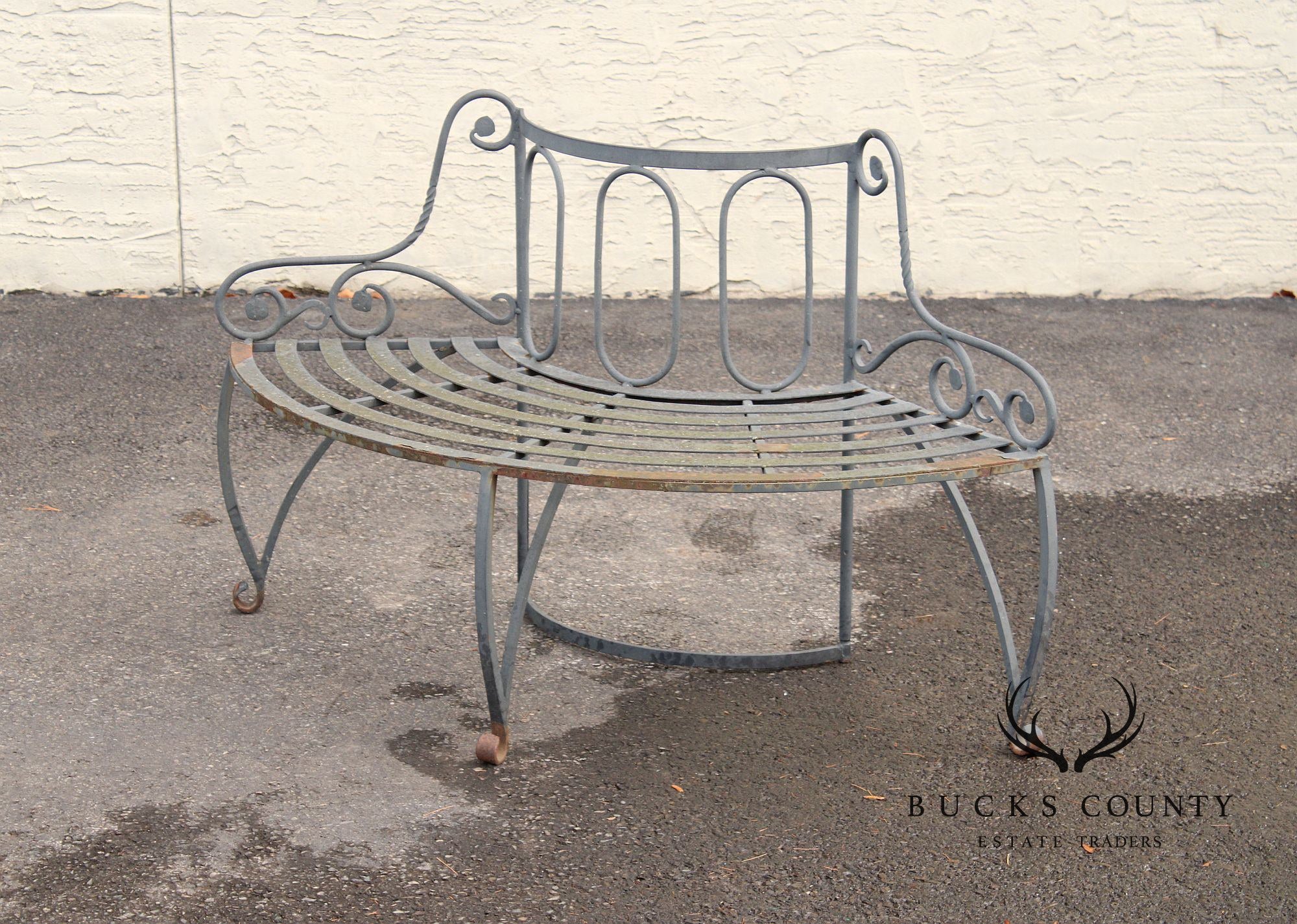 Wrought Iron Circular Garden Tree Bench With Cushions