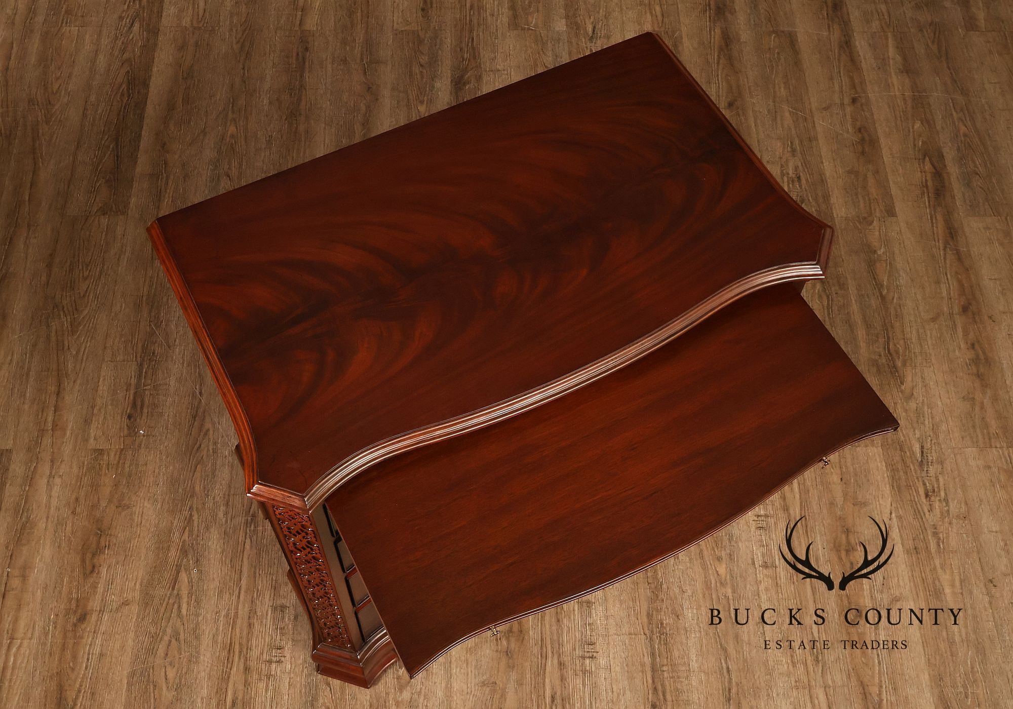 Maitland Smith Georgian Style Mahogany Carved Pair Of Mandolin Bachelors Chests