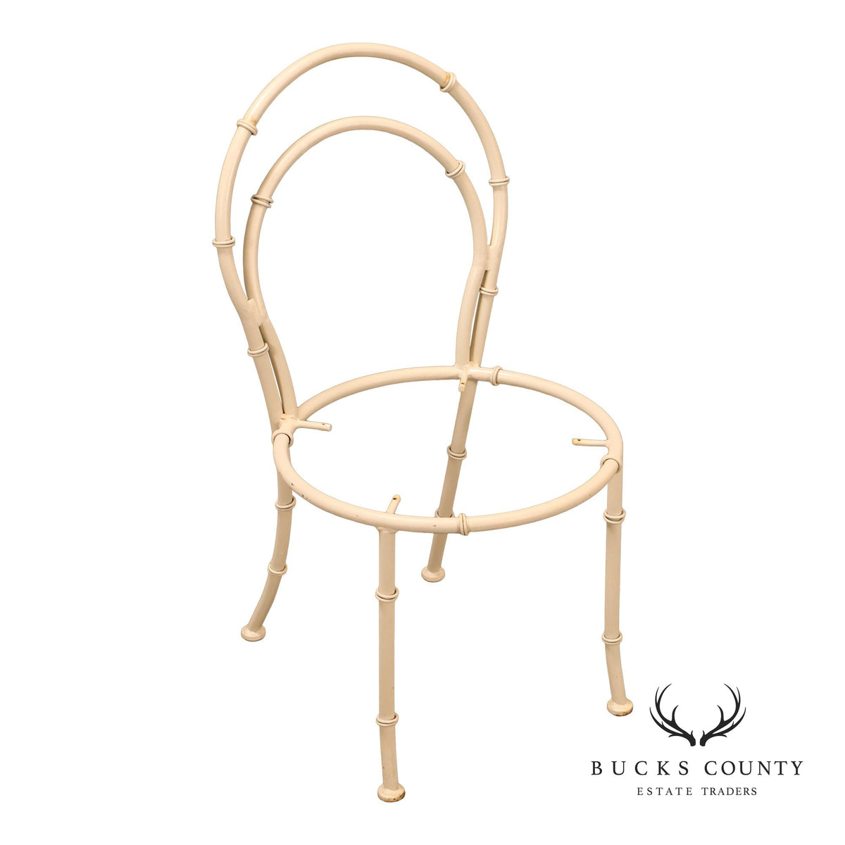 Vintage White Painted Wrought Iron Outdoor Chair Frame