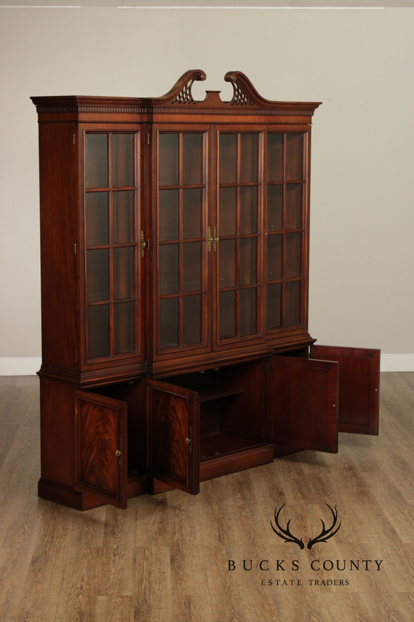 Hickory Chair Mahogany Breakfront China Cabinet
